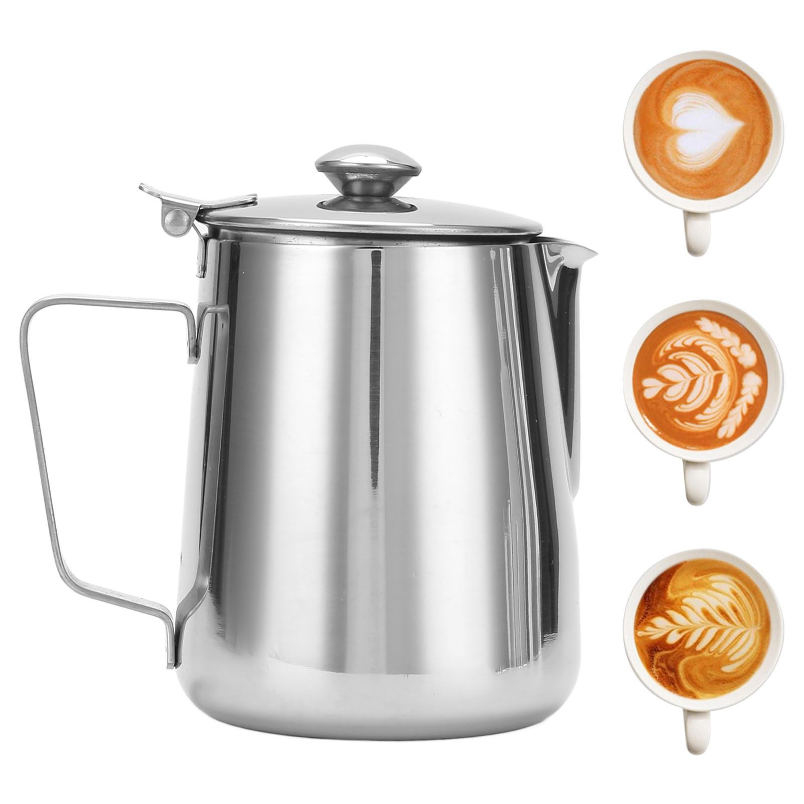 Milk Frothing Pitcher 304 Stainless Steel Milk Frother Coffee Cup with Cover view 11