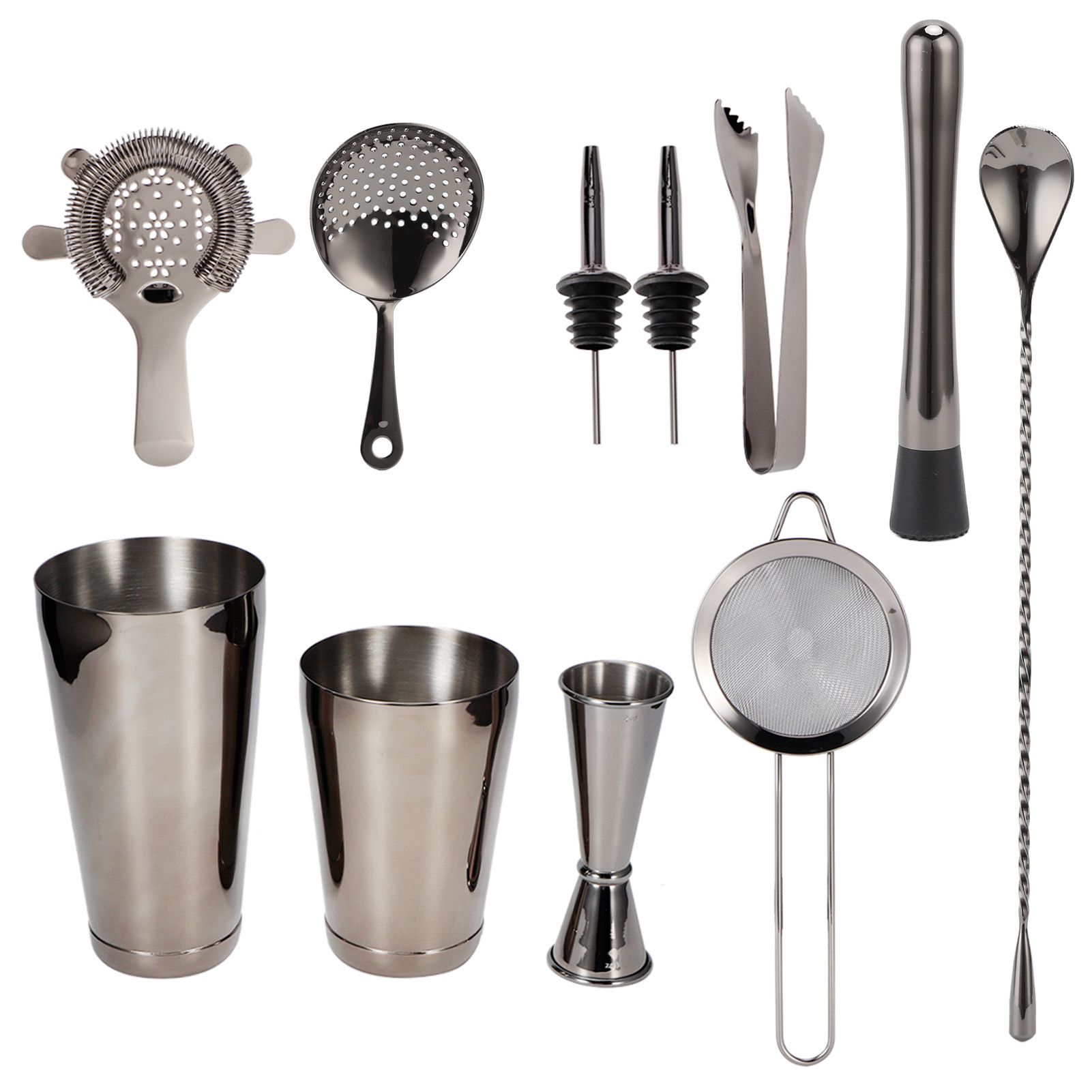 11PCS/Set Cocktail Shaker Set Bartender Kit Cocktail Strainer Stainless Steel