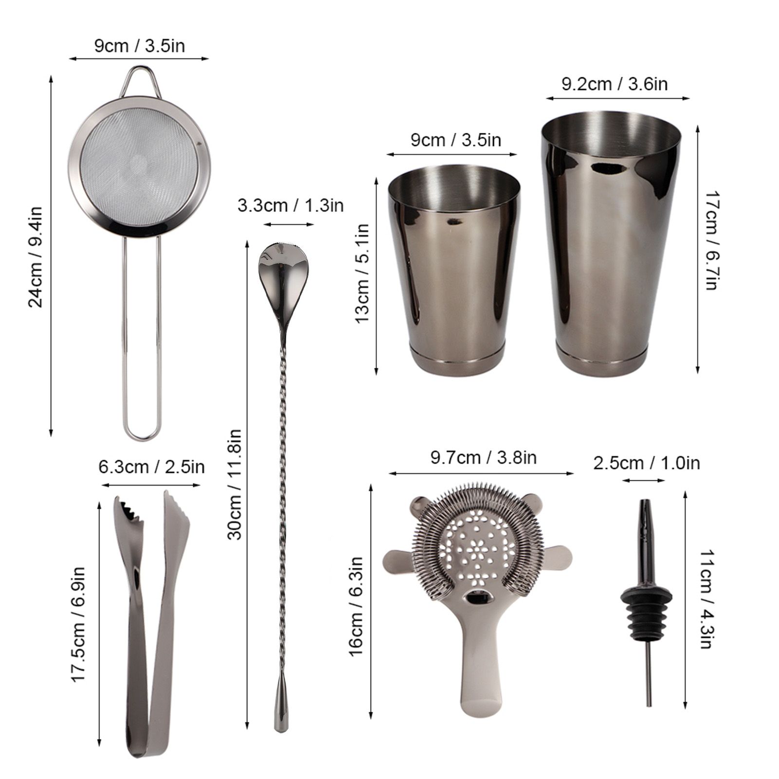11PCS/Set Cocktail Shaker Set Bartender Kit Cocktail Strainer Stainless Steel view 15