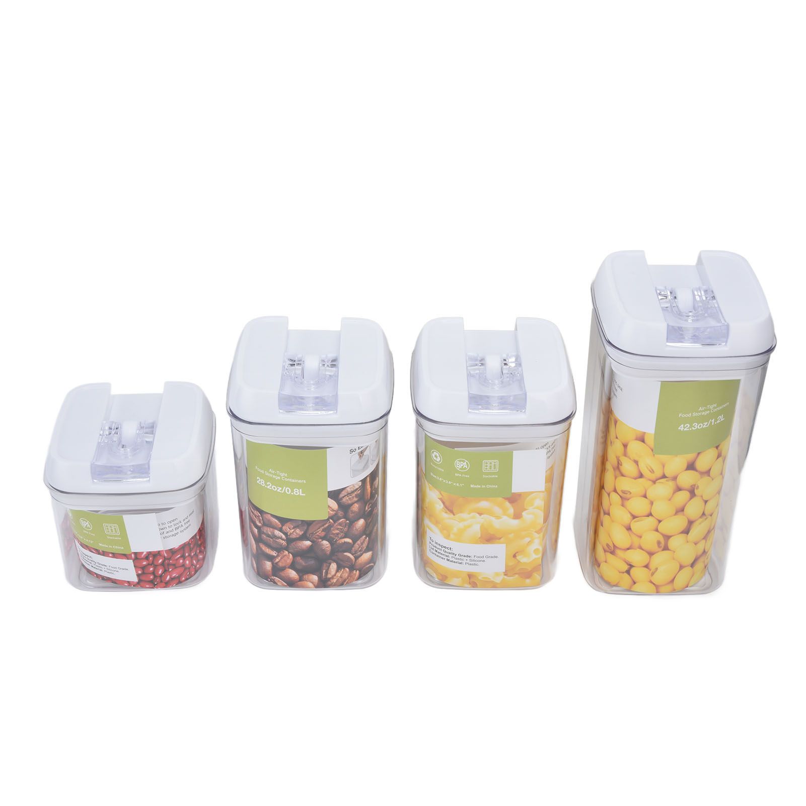 4Pcs/Set Kitchen Storage Box Transparent Multifunctional Sealed Jar for Home