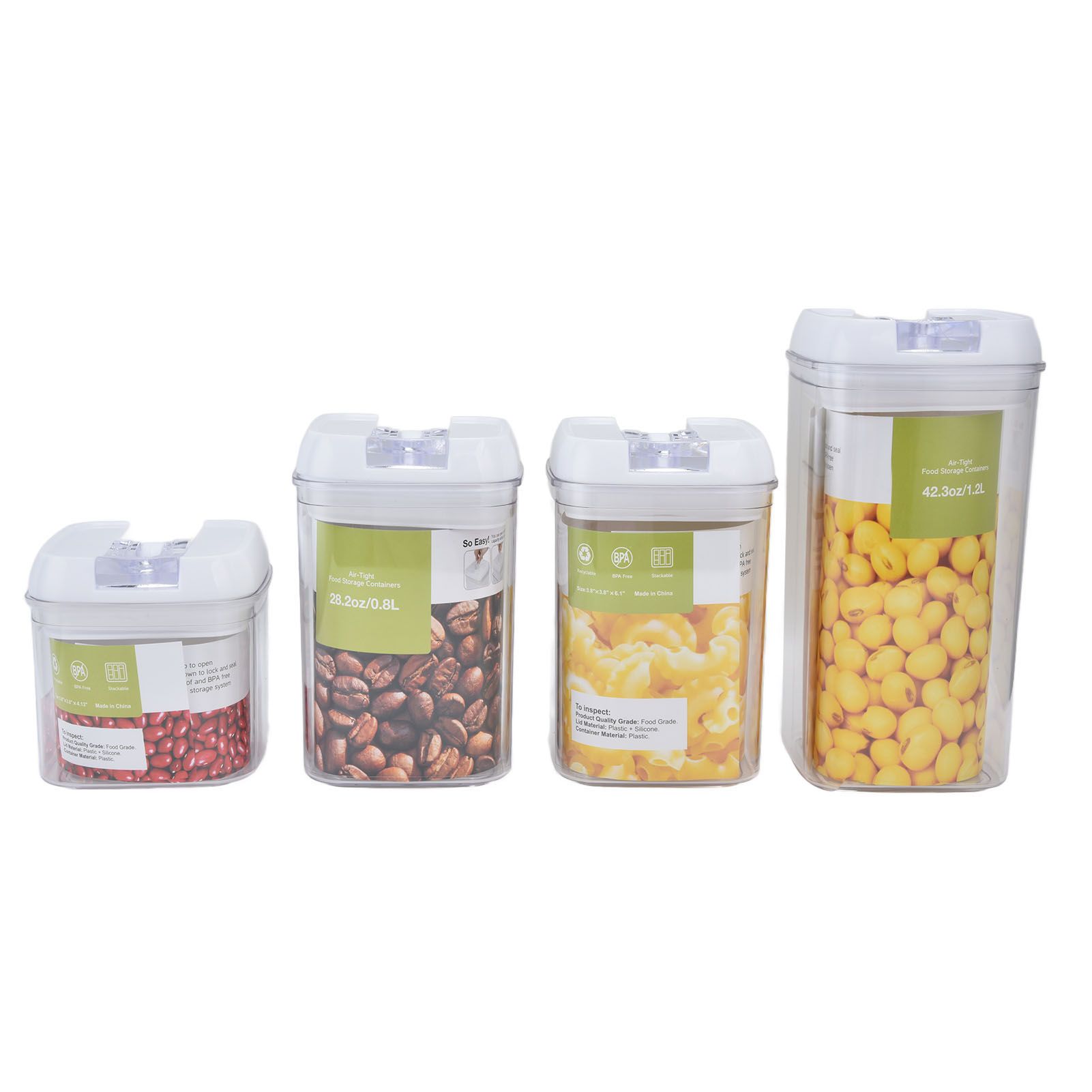 4Pcs/Set Kitchen Storage Box Transparent Multifunctional Sealed Jar for Home view 2