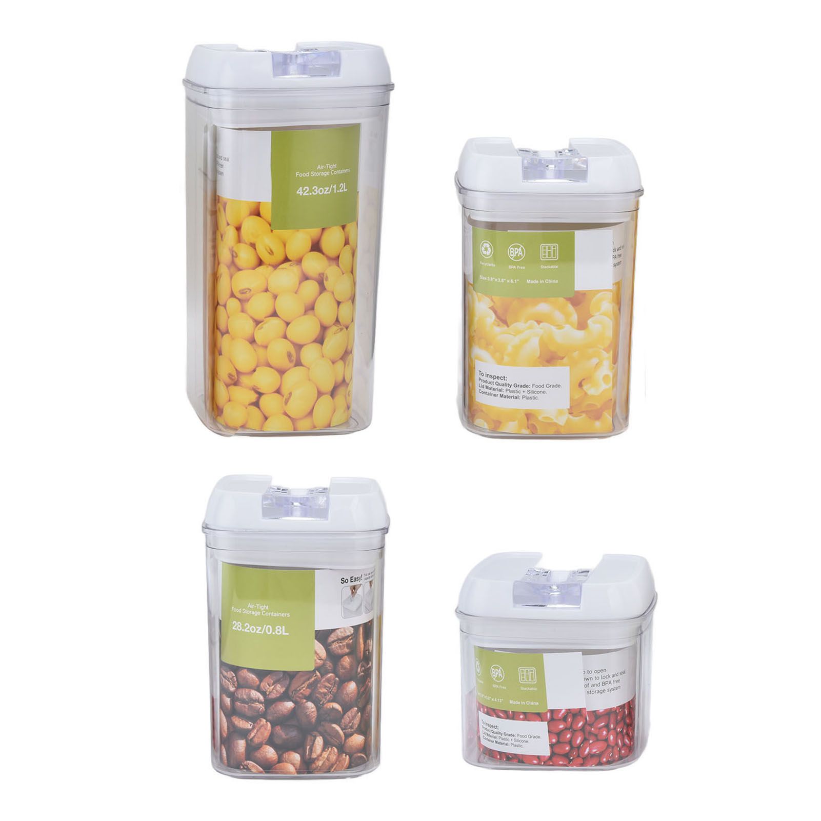 4Pcs/Set Kitchen Storage Box Transparent Multifunctional Sealed Jar for Home view 3