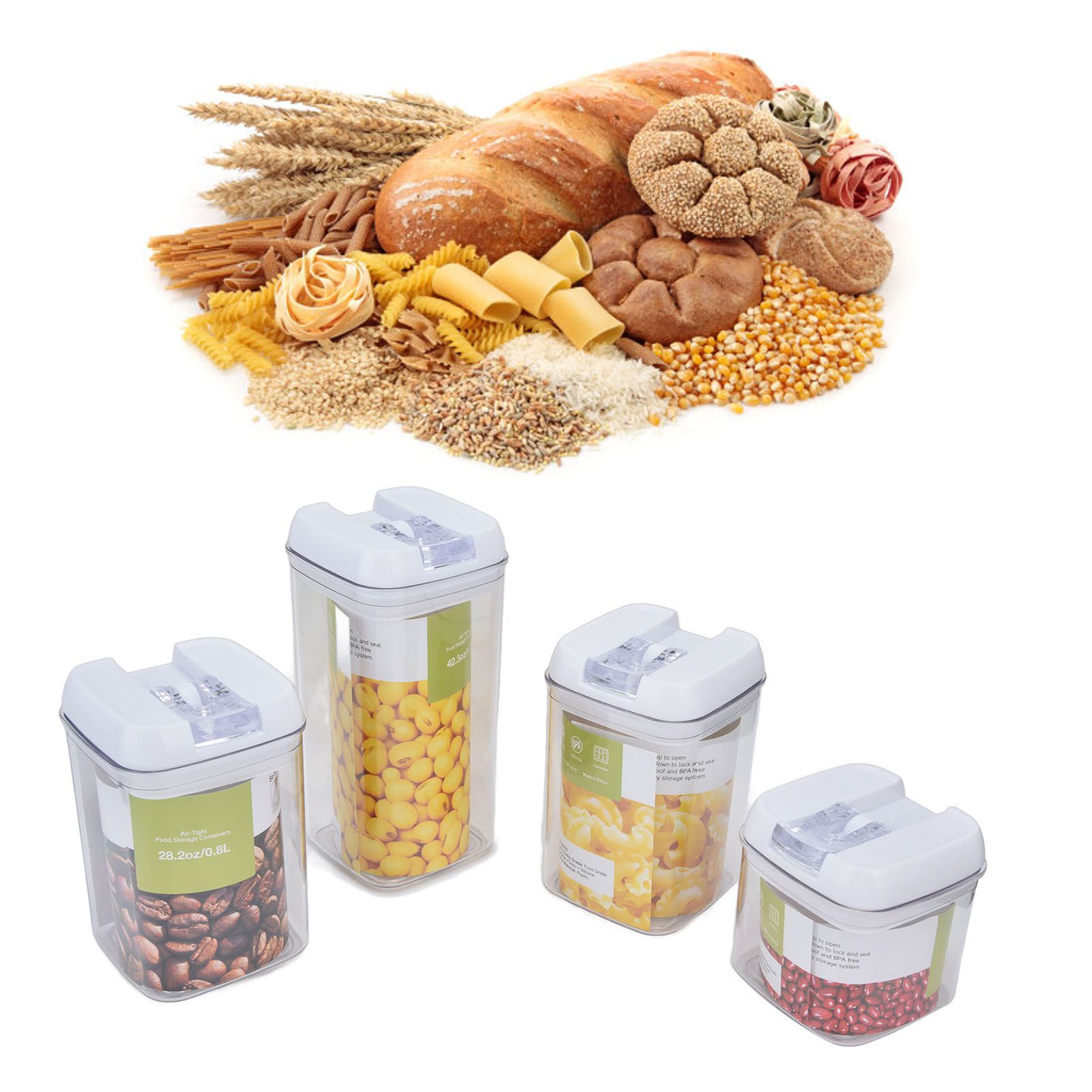 4Pcs/Set Kitchen Storage Box Transparent Multifunctional Sealed Jar for Home view 11