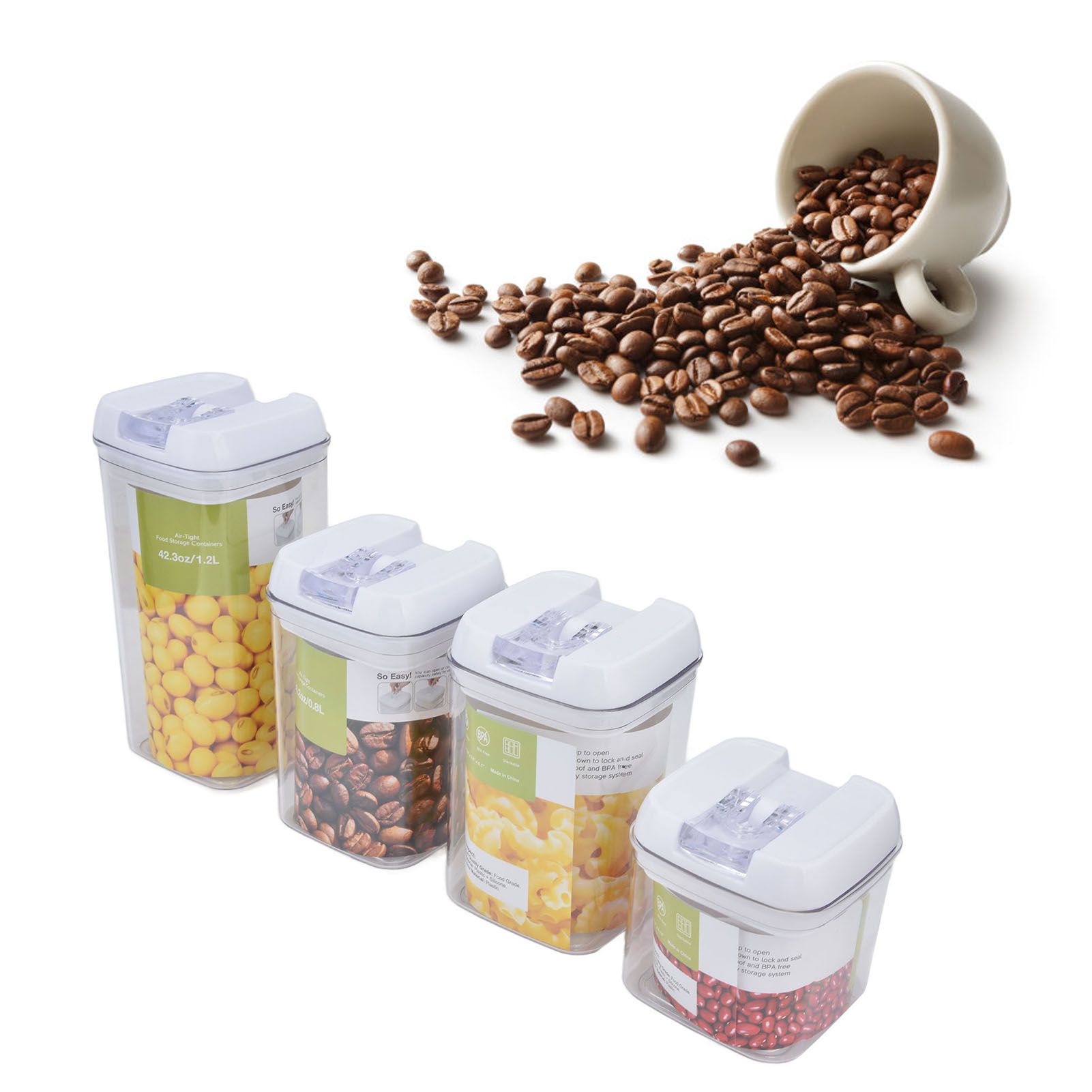 4Pcs/Set Kitchen Storage Box Transparent Multifunctional Sealed Jar for Home view 12