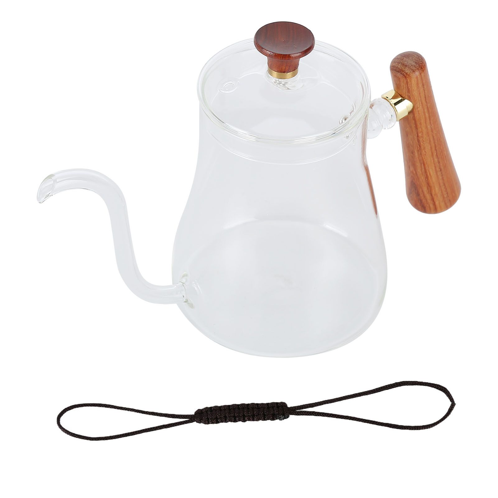 Coffee Kettle Pour Over High Borosilicate Glass Heat Resistant Round Wood view 2