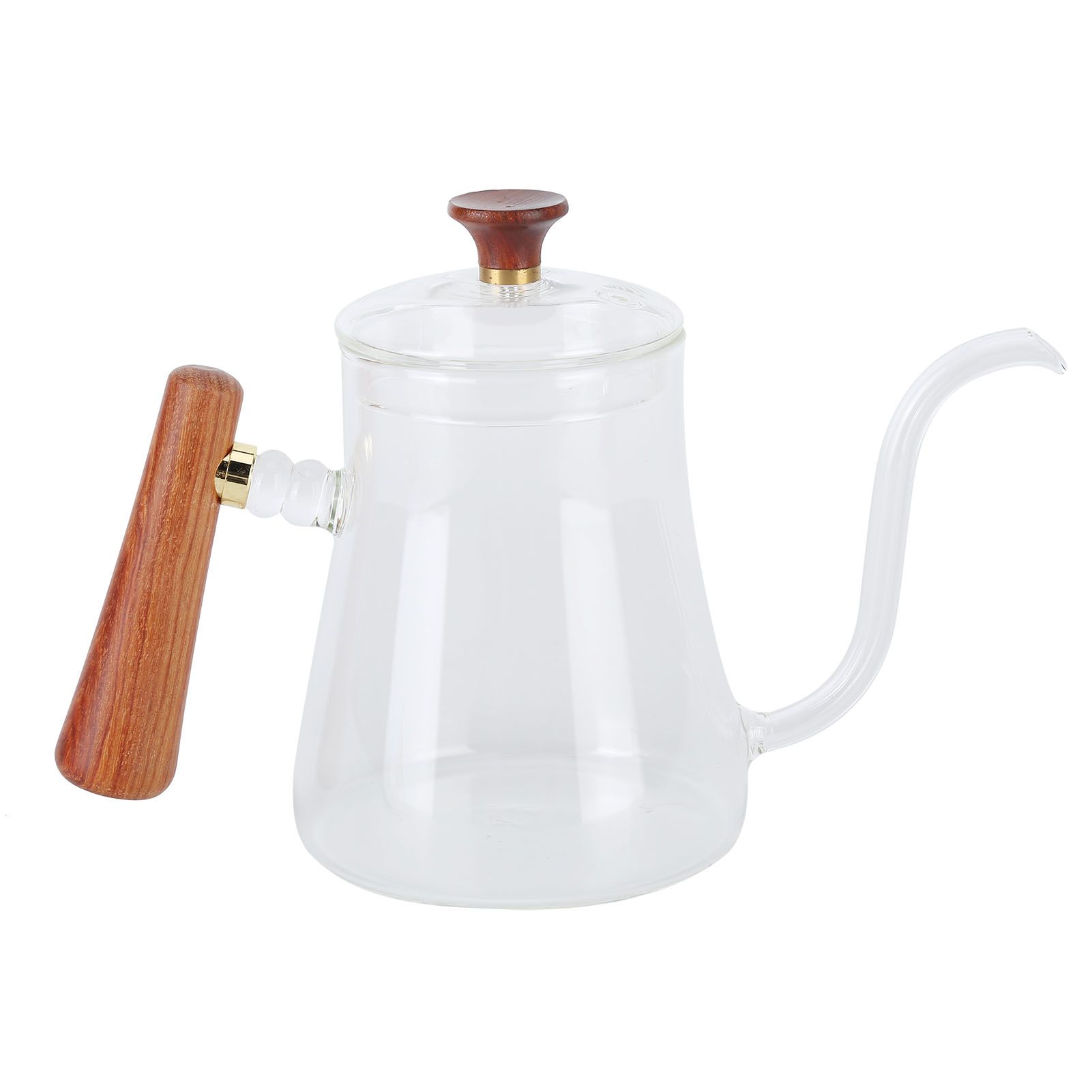 Coffee Kettle Pour Over High Borosilicate Glass Heat Resistant Round Wood view 3
