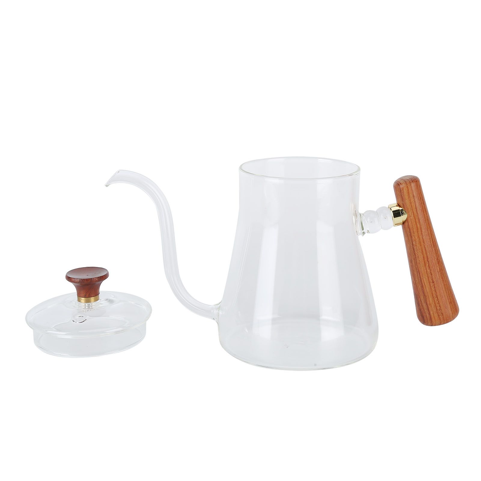 Coffee Kettle Pour Over High Borosilicate Glass Heat Resistant Round Wood view 7