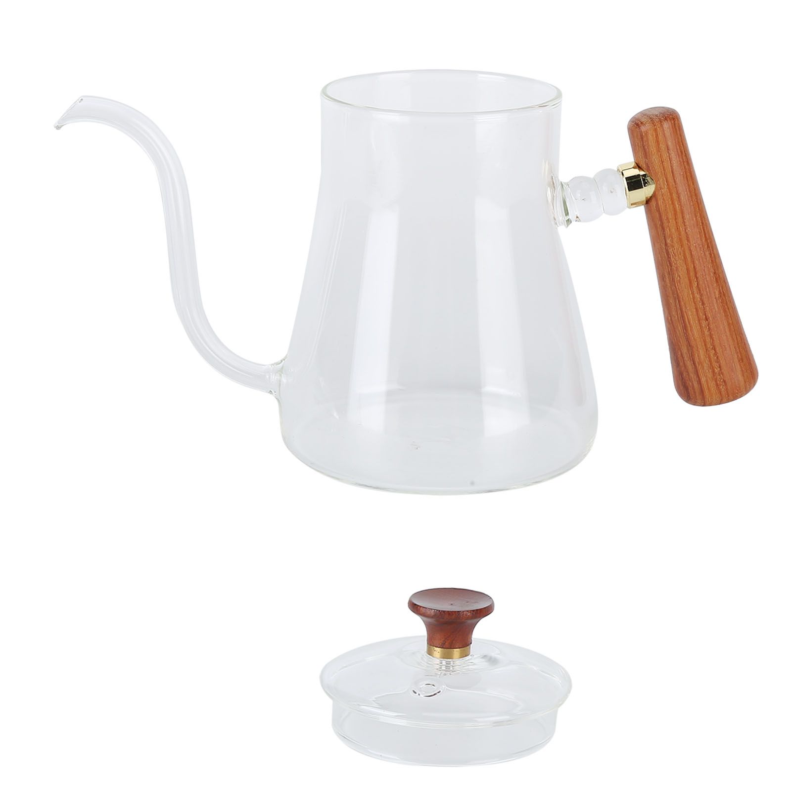Coffee Kettle Pour Over High Borosilicate Glass Heat Resistant Round Wood view 9