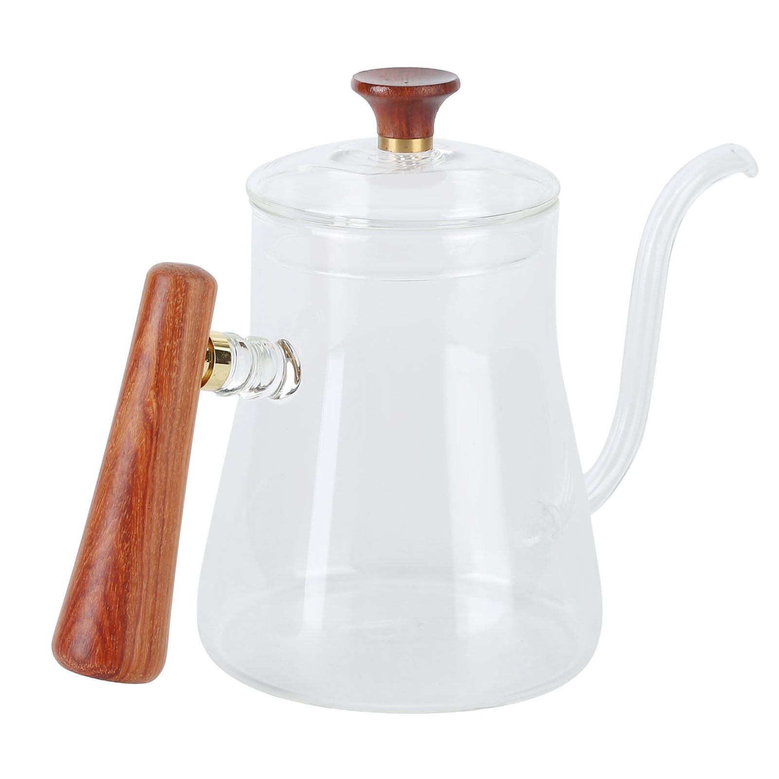 Coffee Kettle Pour Over High Borosilicate Glass Heat Resistant Round Wood view 4
