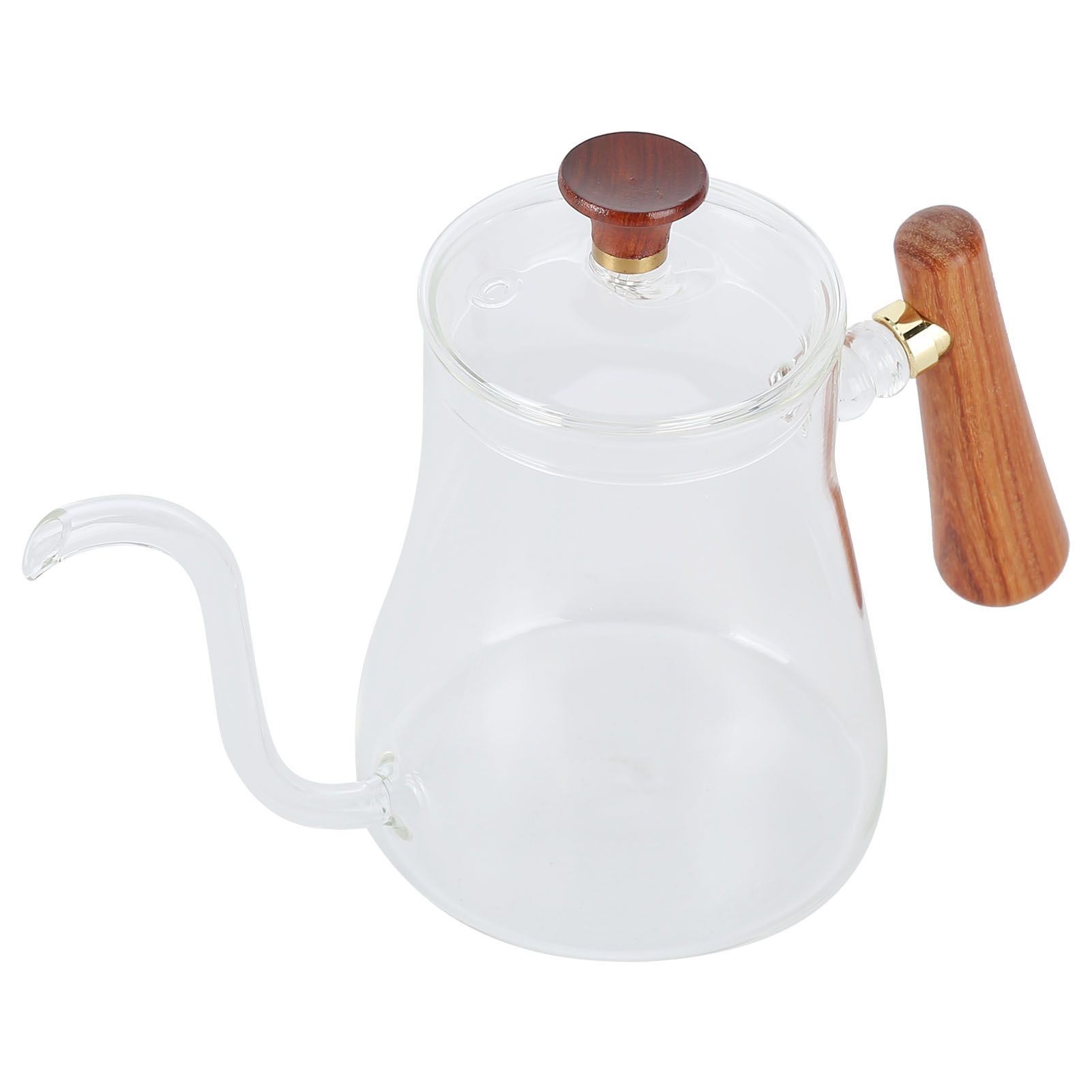 Coffee Kettle Pour Over High Borosilicate Glass Heat Resistant Round Wood view 5