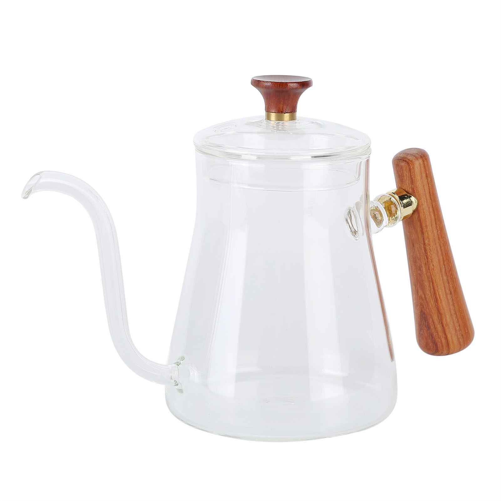 Coffee Kettle Pour Over High Borosilicate Glass Heat Resistant Round Wood view 6
