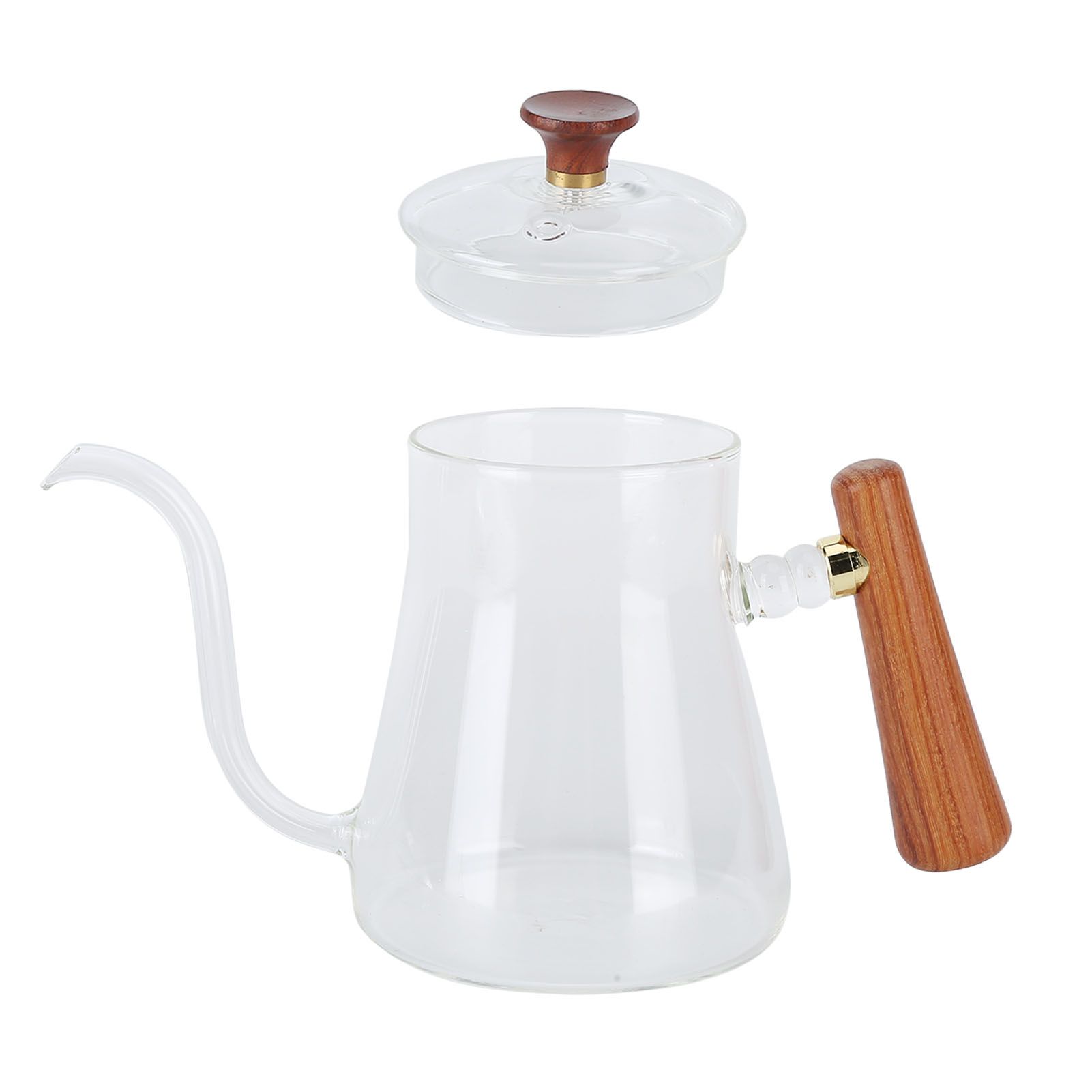 Coffee Kettle Pour Over High Borosilicate Glass Heat Resistant Round Wood view 10