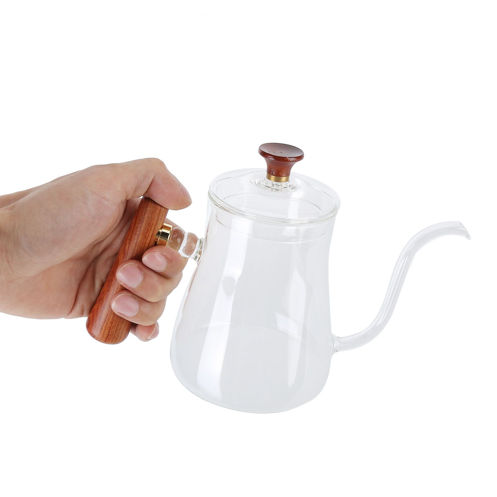 Coffee Kettle Pour Over High Borosilicate Glass Heat Resistant Round Wood view 15