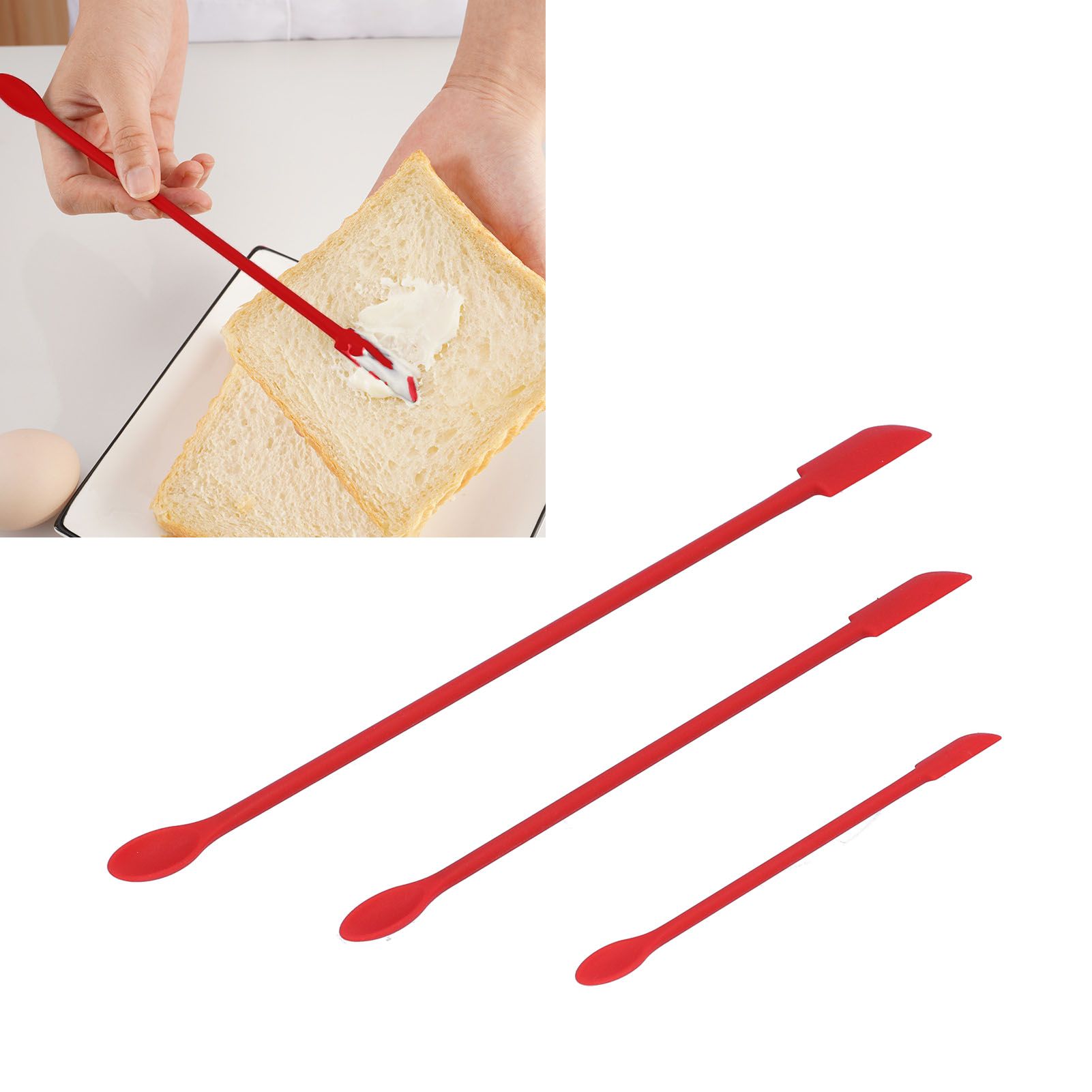 Small Spatula and Long Silicone Double Headed Mini Jam Cake Cream Makeup view 11