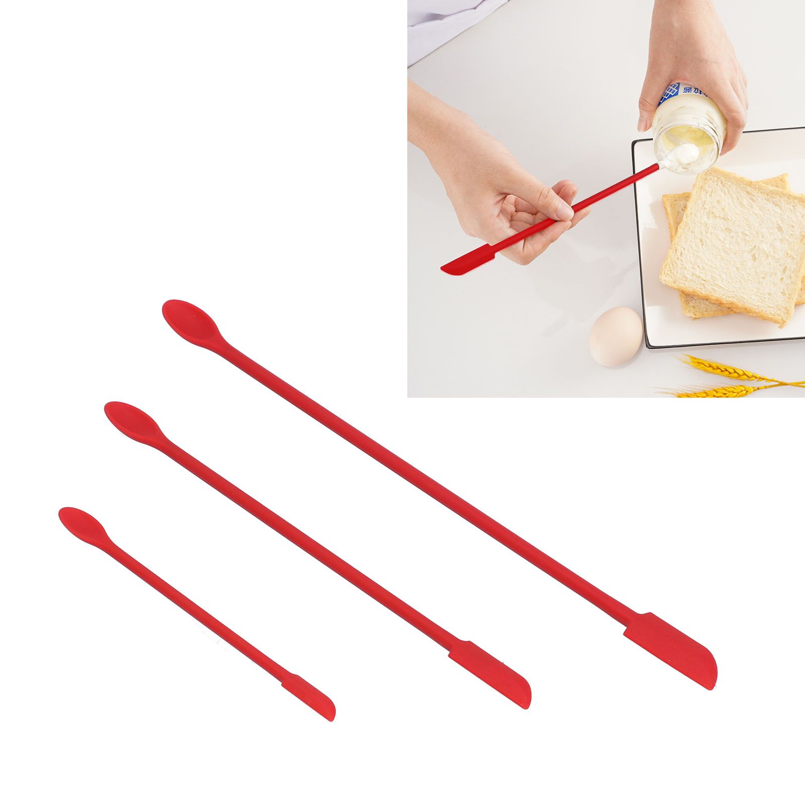 Small Spatula and Long Silicone Double Headed Mini Jam Cake Cream Makeup view 12