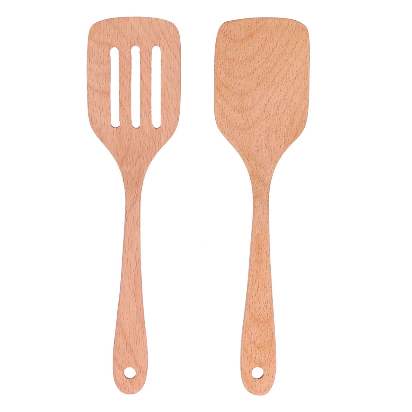 2Pcs Kitchen Turner Spatula Set Wooden Environmentally Friendly High