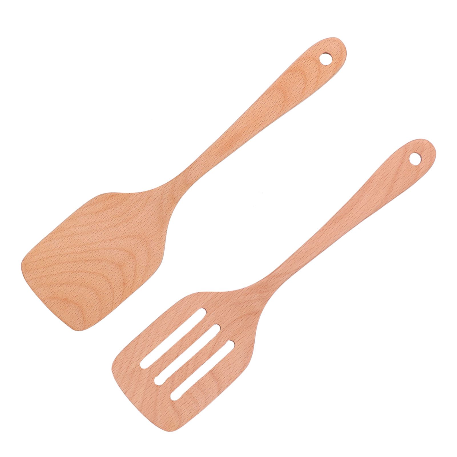 2Pcs Kitchen Turner Spatula Set Wooden Environmentally Friendly High view 3