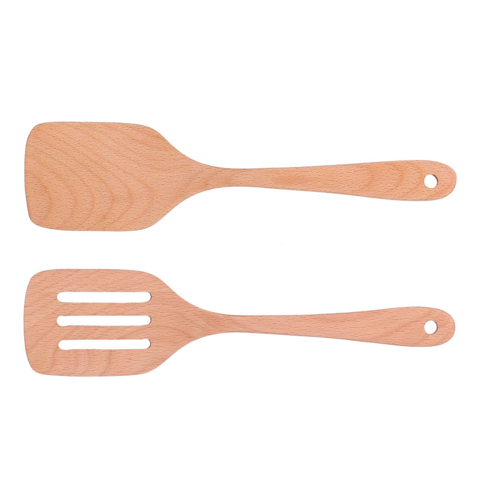 2Pcs Kitchen Turner Spatula Set Wooden Environmentally Friendly High view 5