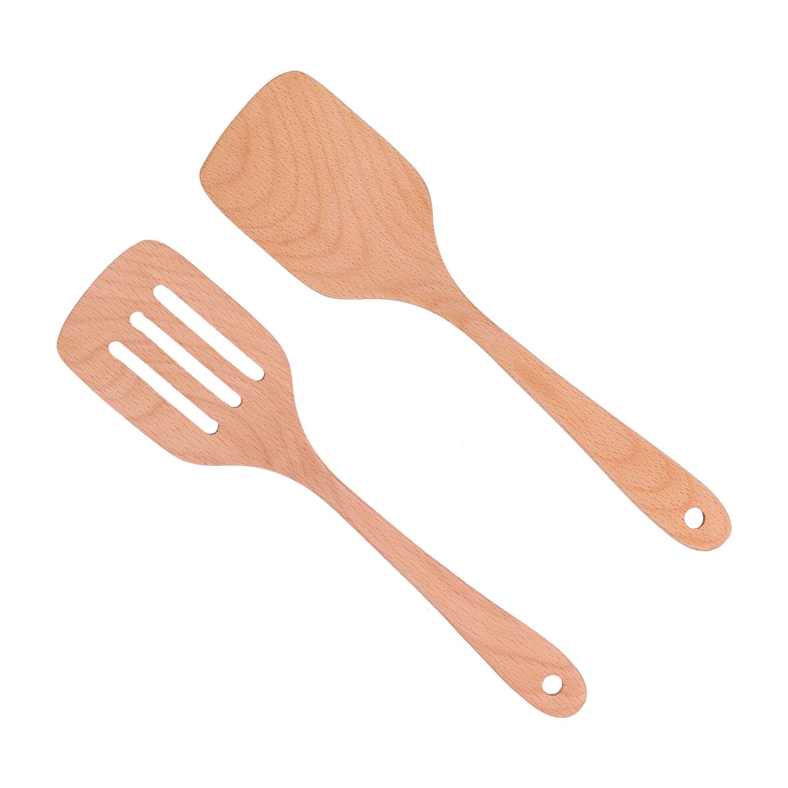 2Pcs Kitchen Turner Spatula Set Wooden Environmentally Friendly High view 6