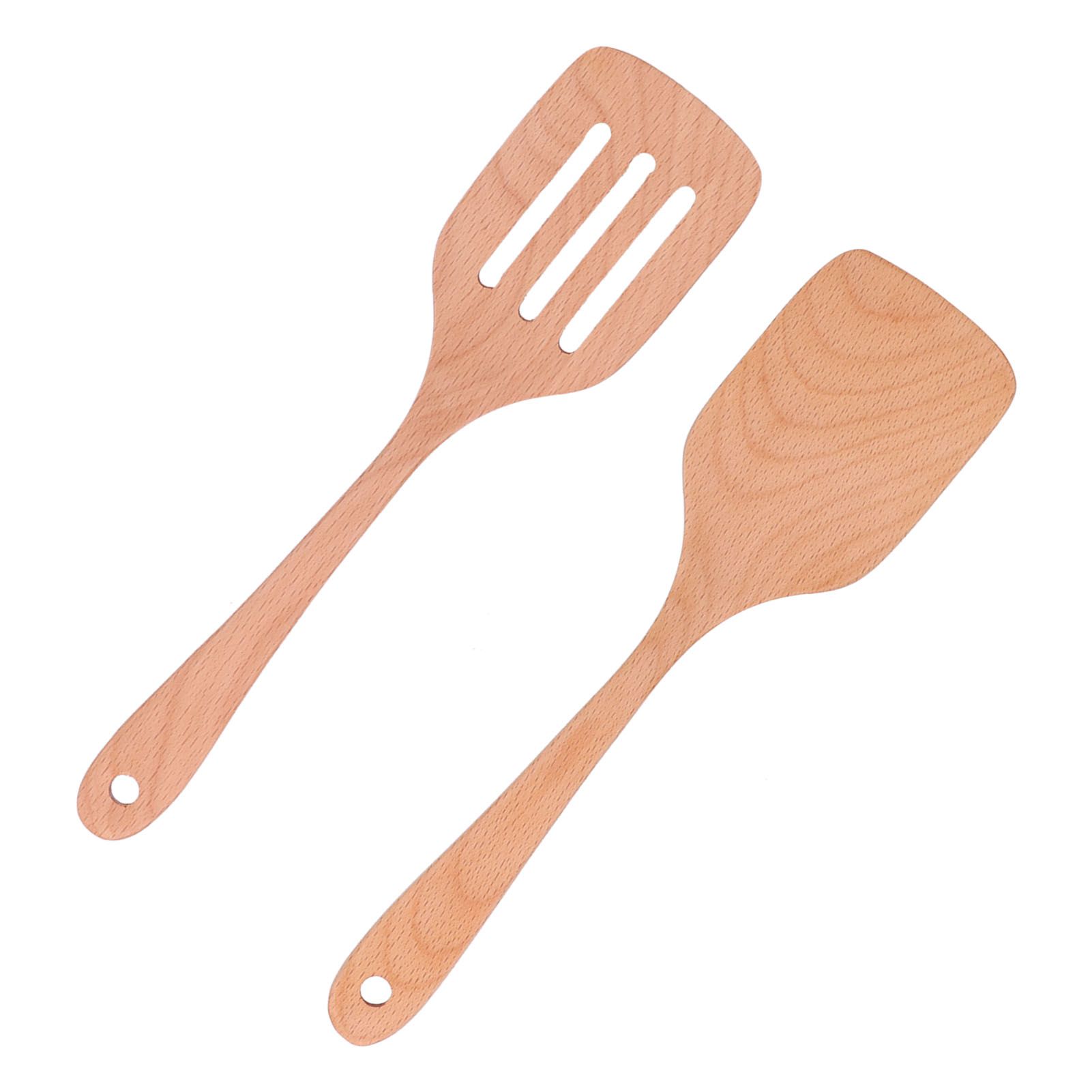 2Pcs Kitchen Turner Spatula Set Wooden Environmentally Friendly High view 7