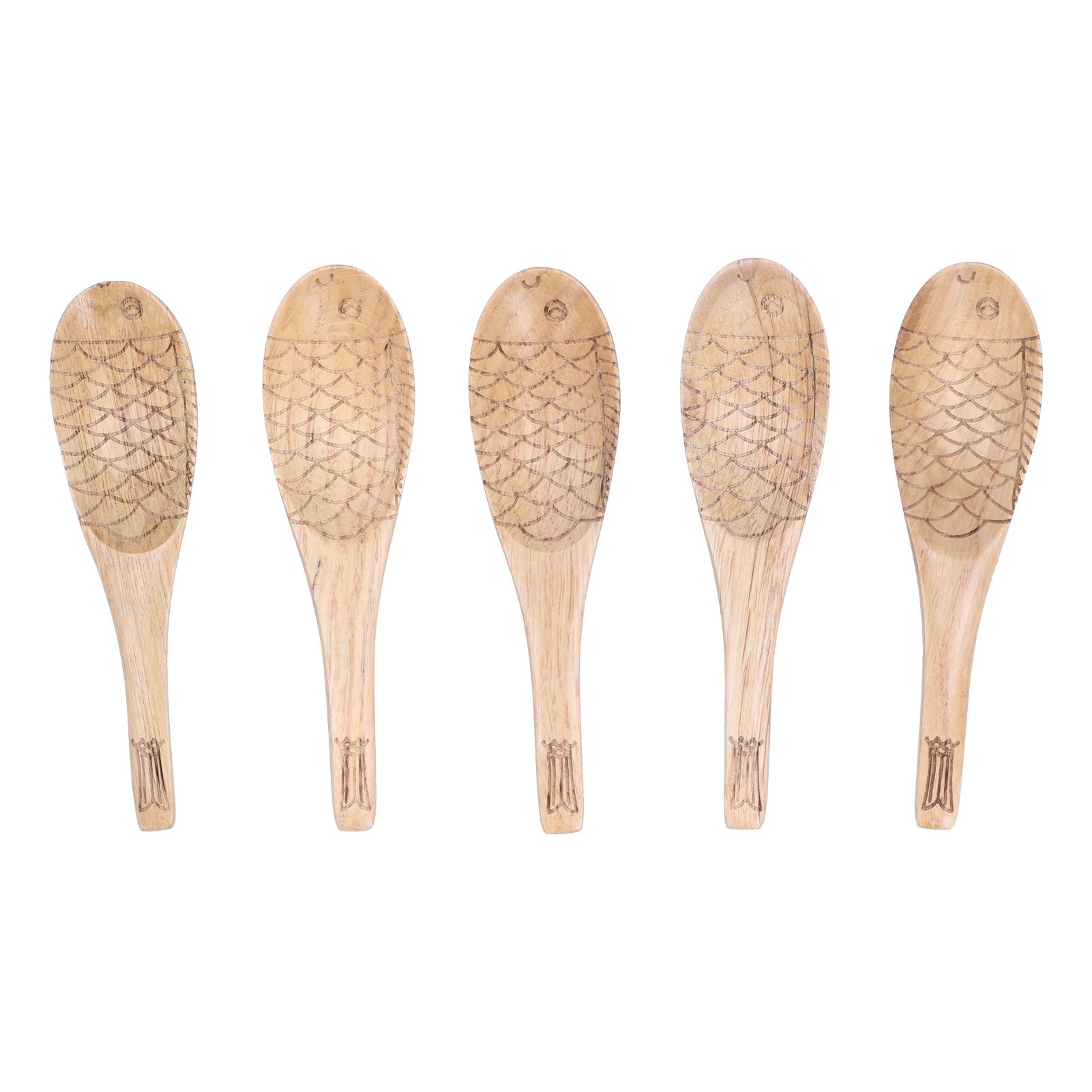 5Pcs Fish‑shaped Carved Rice Spoon Soup Spoon It Means More Than Every Year