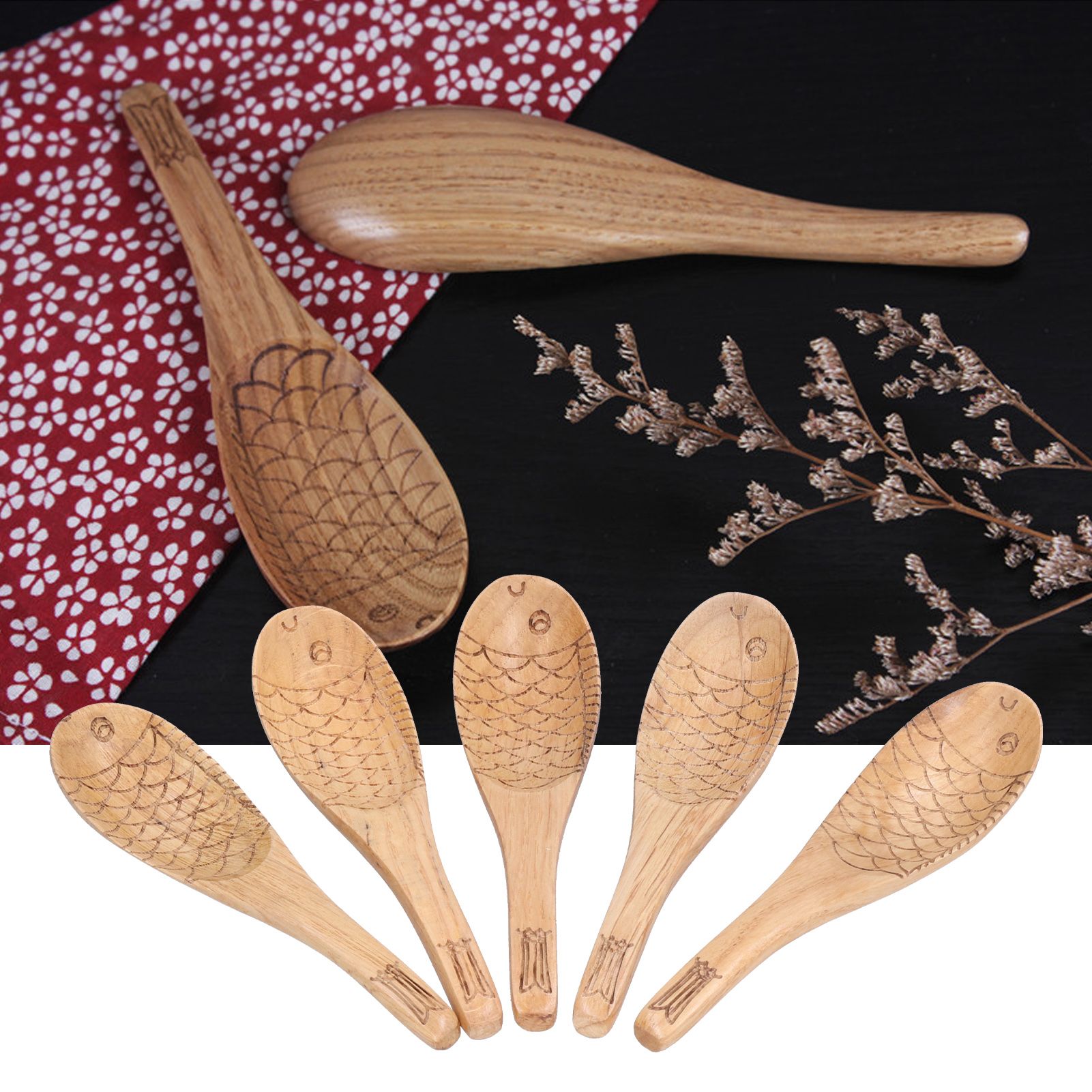 5Pcs Fish‑shaped Carved Rice Spoon Soup Spoon It Means More Than Every Year view 12