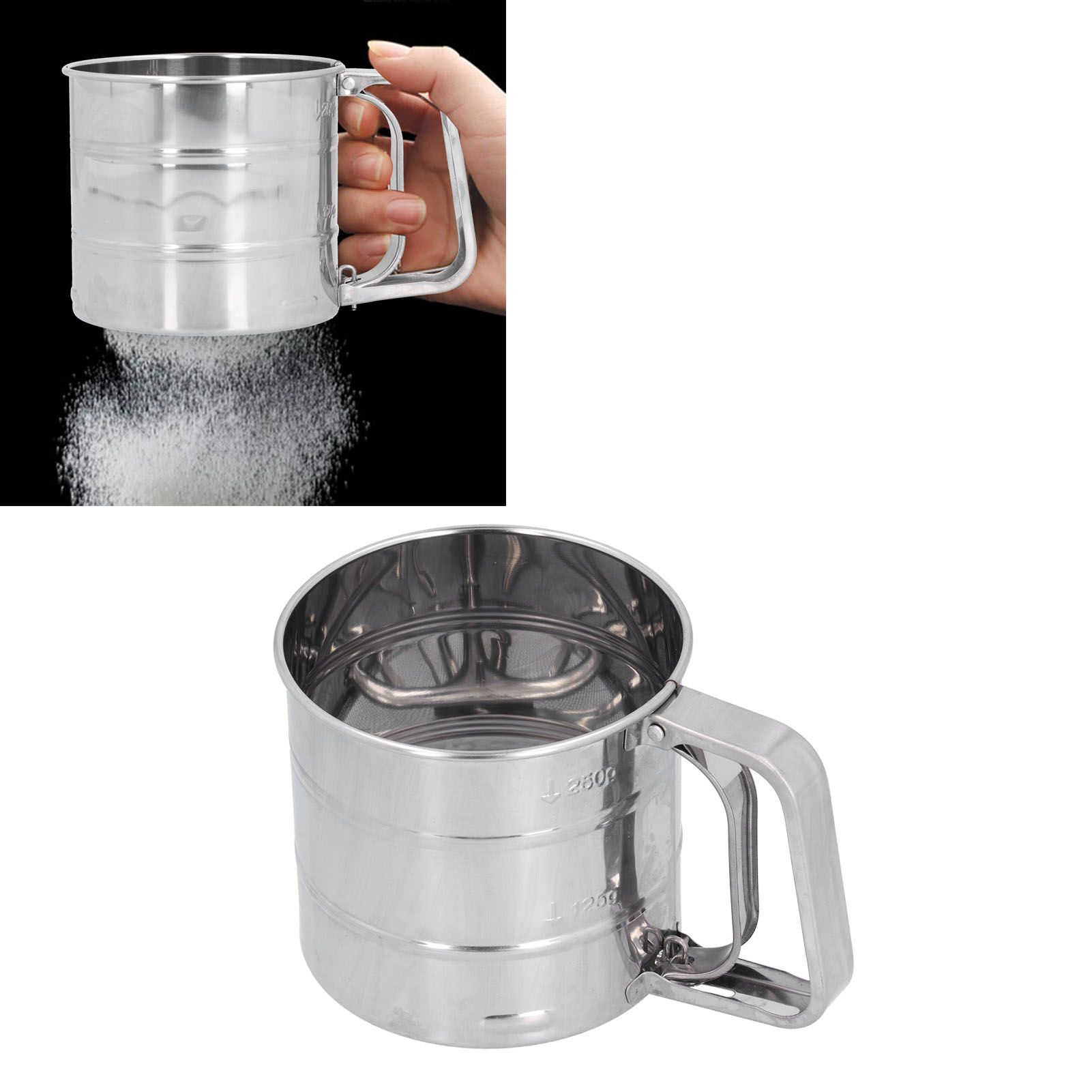 Stainless Steel Flour Sifter Baking Sugar Sifter Hand Held Sifter for Flour view 11