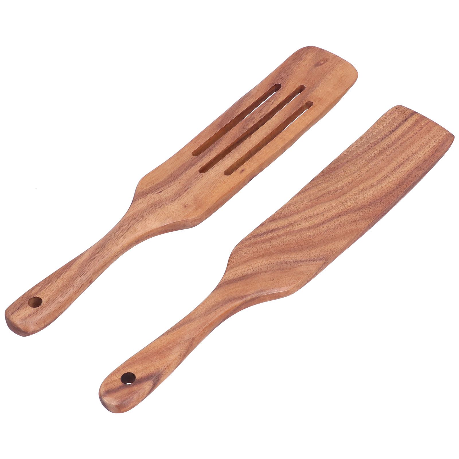 2pcs Slotted Turner Spatula Simple Wooden Spatula with Long Handlefor Cooking view 4