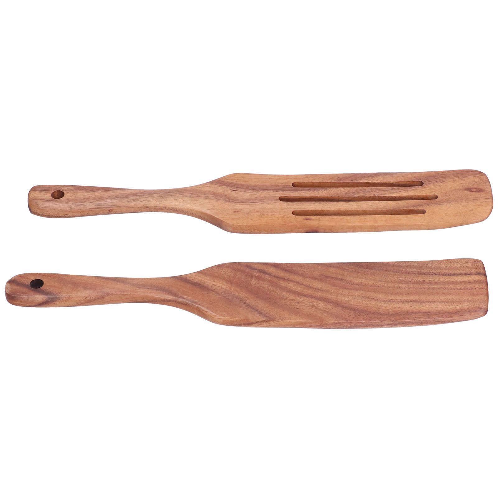 2pcs Slotted Turner Spatula Simple Wooden Spatula with Long Handlefor Cooking view 5