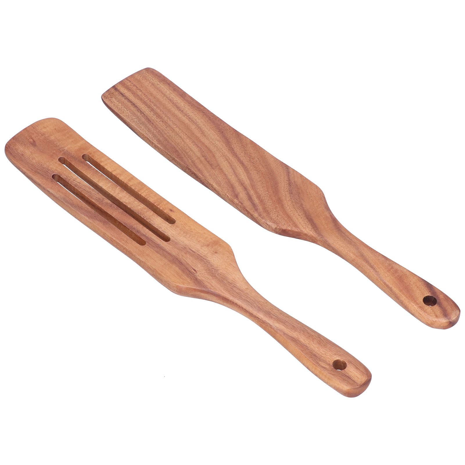 2pcs Slotted Turner Spatula Simple Wooden Spatula with Long Handlefor Cooking view 8
