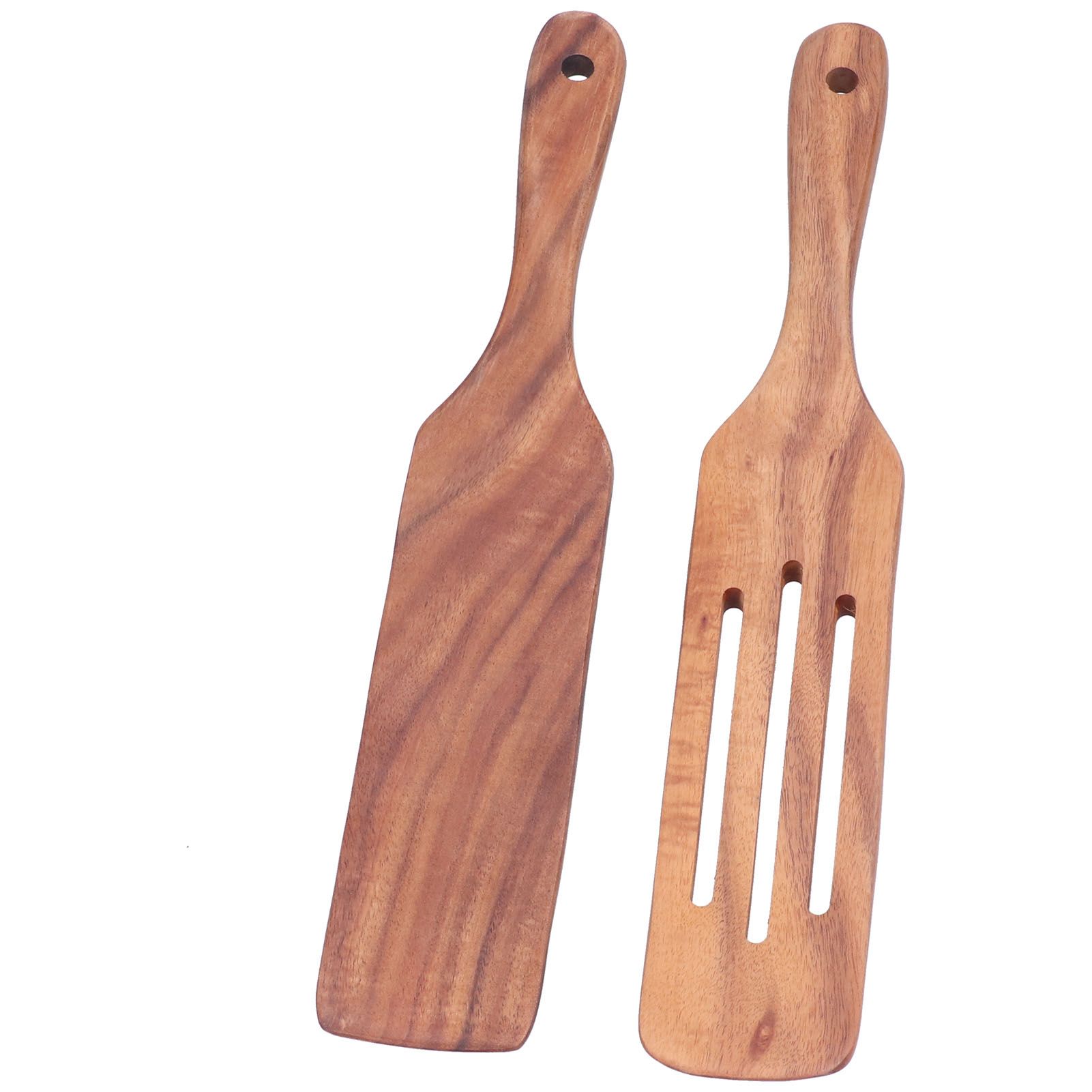2pcs Slotted Turner Spatula Simple Wooden Spatula with Long Handlefor Cooking view 9