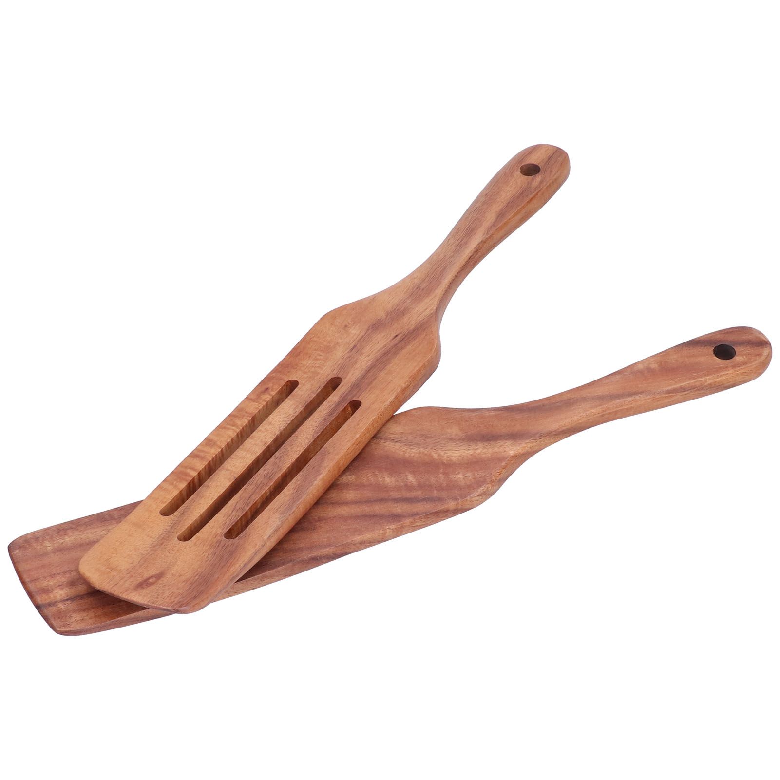 2pcs Slotted Turner Spatula Simple Wooden Spatula with Long Handlefor Cooking view 10