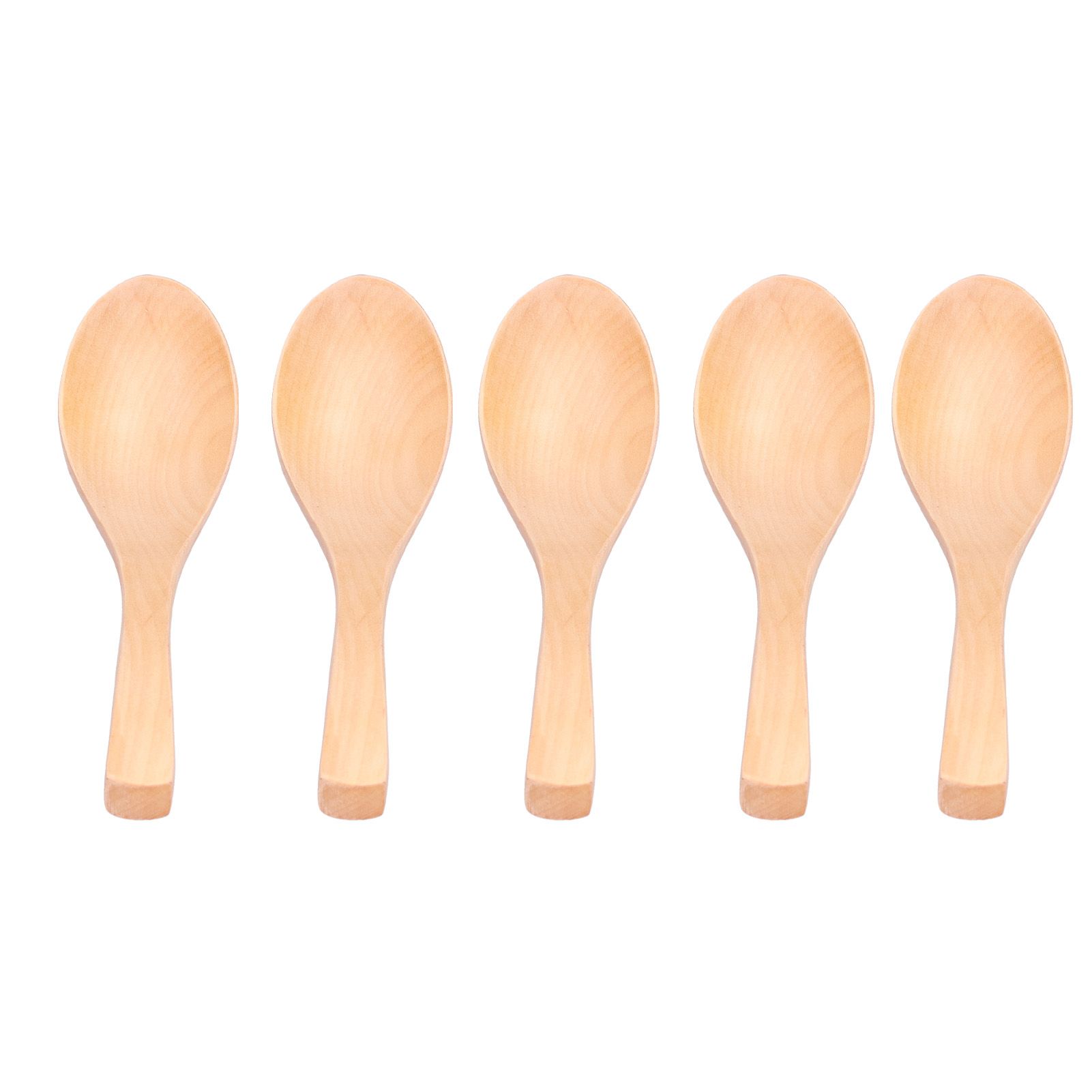 5Pcs Natural Wooden Soup Spoon with Hook The Bowl Hand Polished Japanese