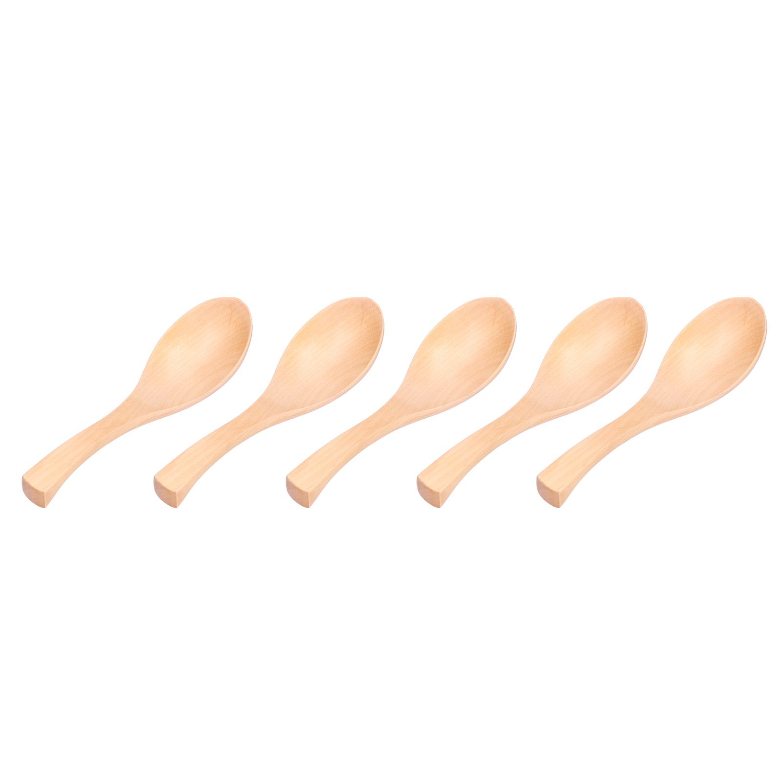 5Pcs Natural Wooden Soup Spoon with Hook The Bowl Hand Polished Japanese view 2