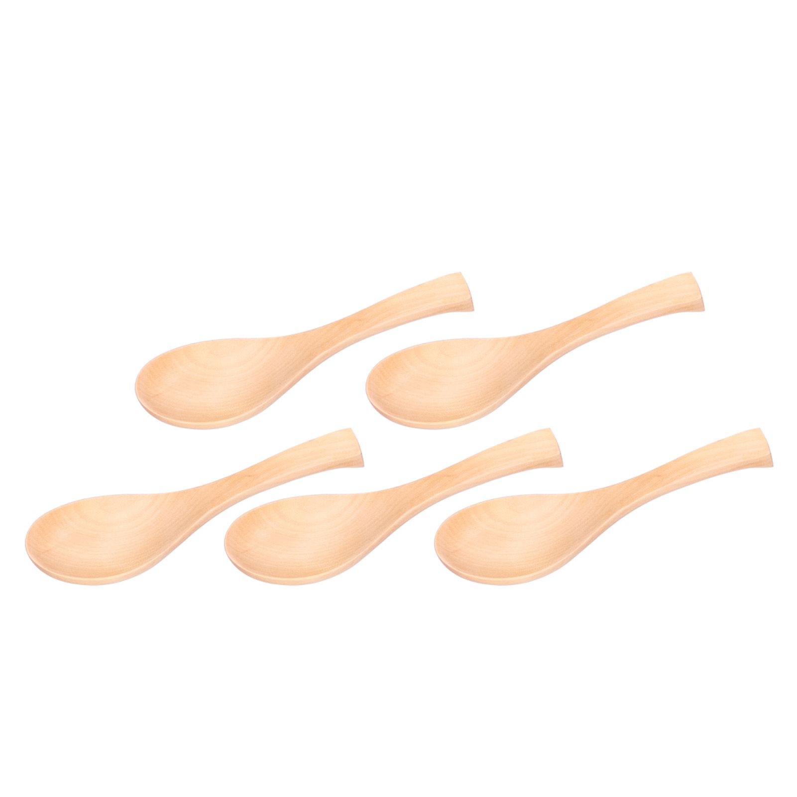 5Pcs Natural Wooden Soup Spoon with Hook The Bowl Hand Polished Japanese view 3