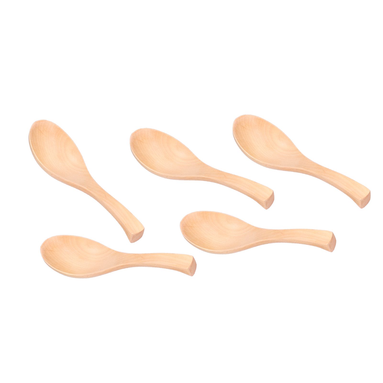 5Pcs Natural Wooden Soup Spoon with Hook The Bowl Hand Polished Japanese view 4