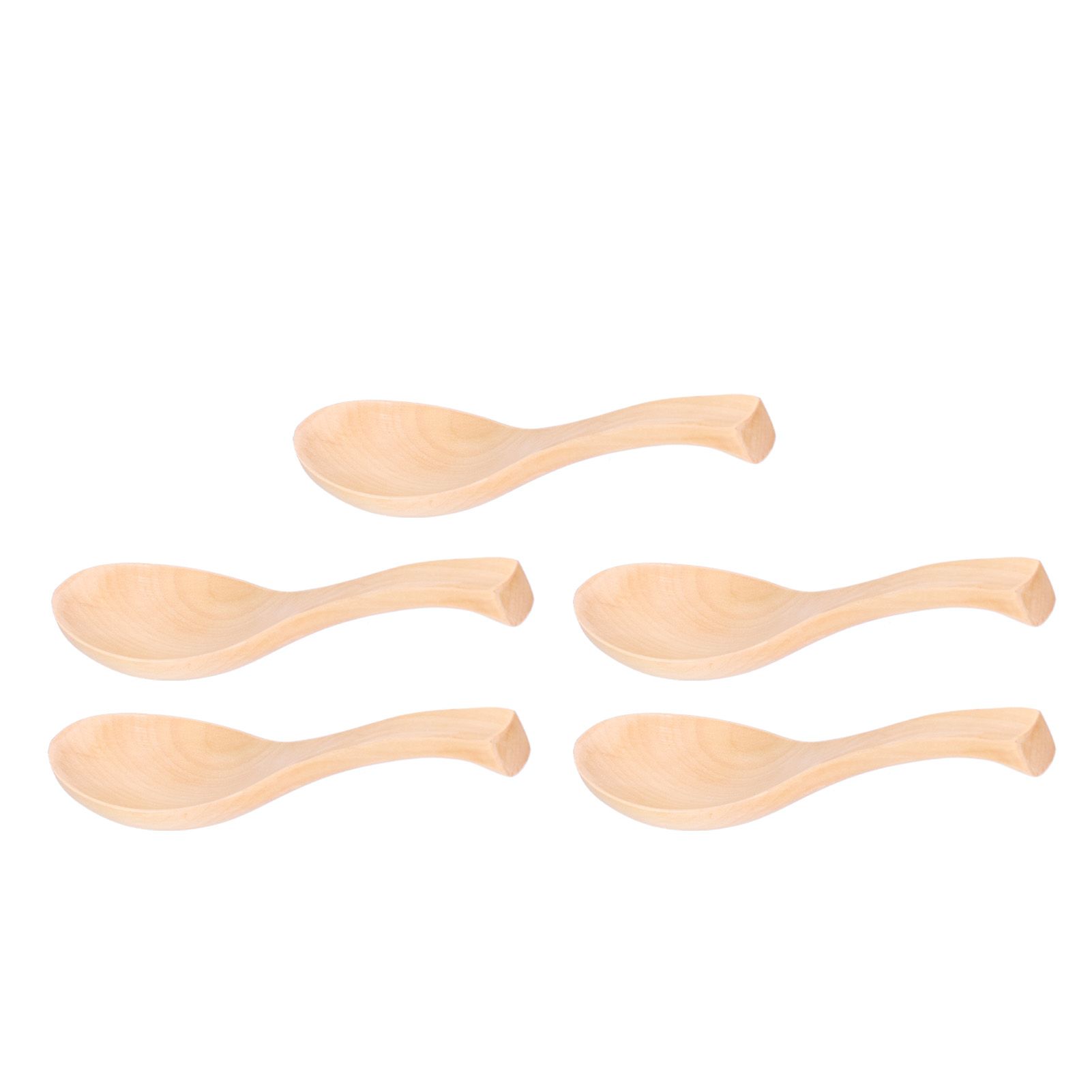 5Pcs Natural Wooden Soup Spoon with Hook The Bowl Hand Polished Japanese view 5