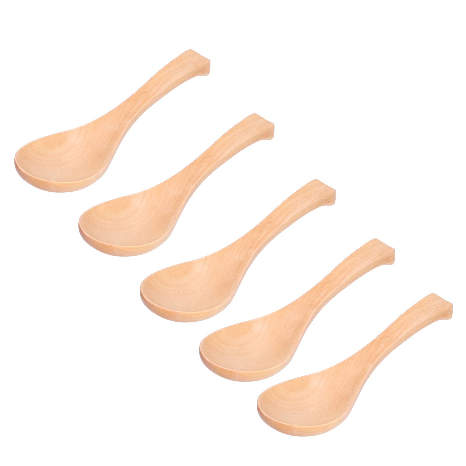 5Pcs Natural Wooden Soup Spoon with Hook The Bowl Hand Polished Japanese view 6