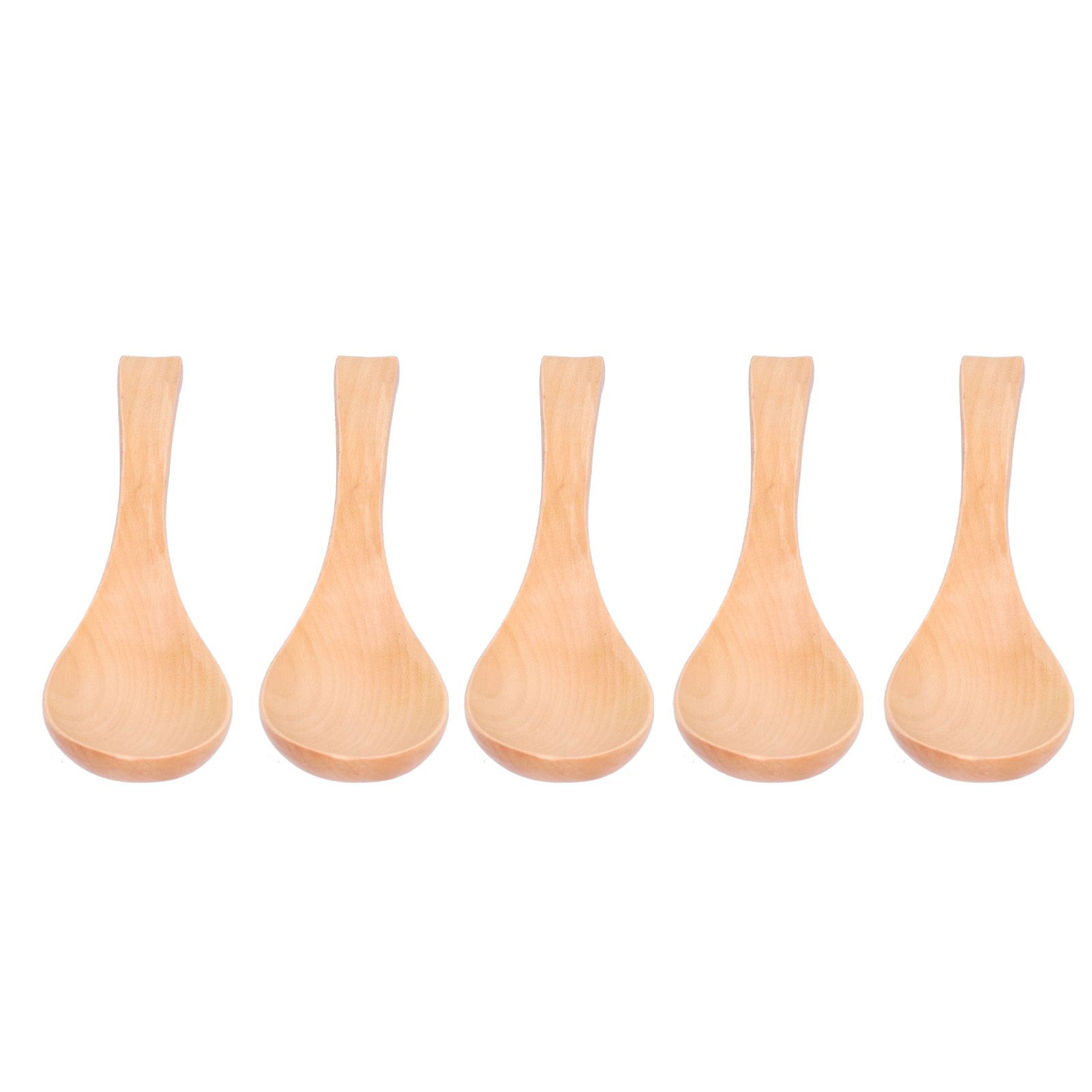 5Pcs Natural Wooden Soup Spoon with Hook The Bowl Hand Polished Japanese view 7