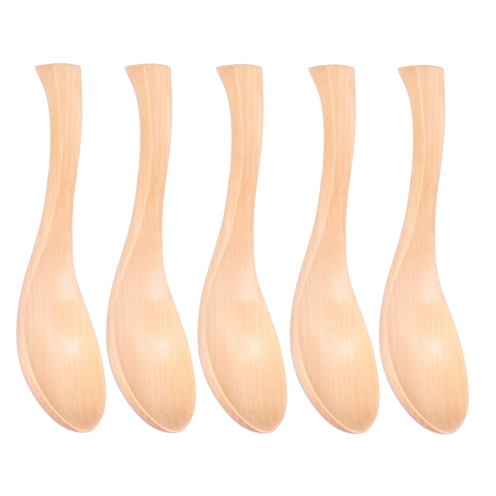 5Pcs Natural Wooden Soup Spoon with Hook The Bowl Hand Polished Japanese view 8