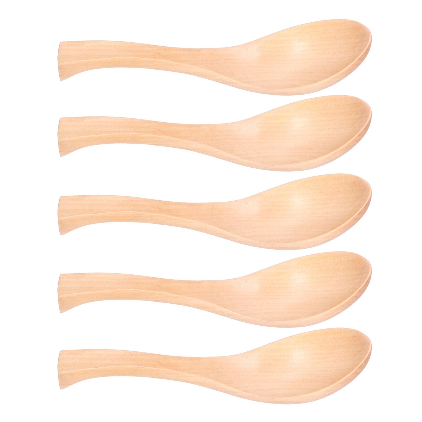 5Pcs Natural Wooden Soup Spoon with Hook The Bowl Hand Polished Japanese view 10