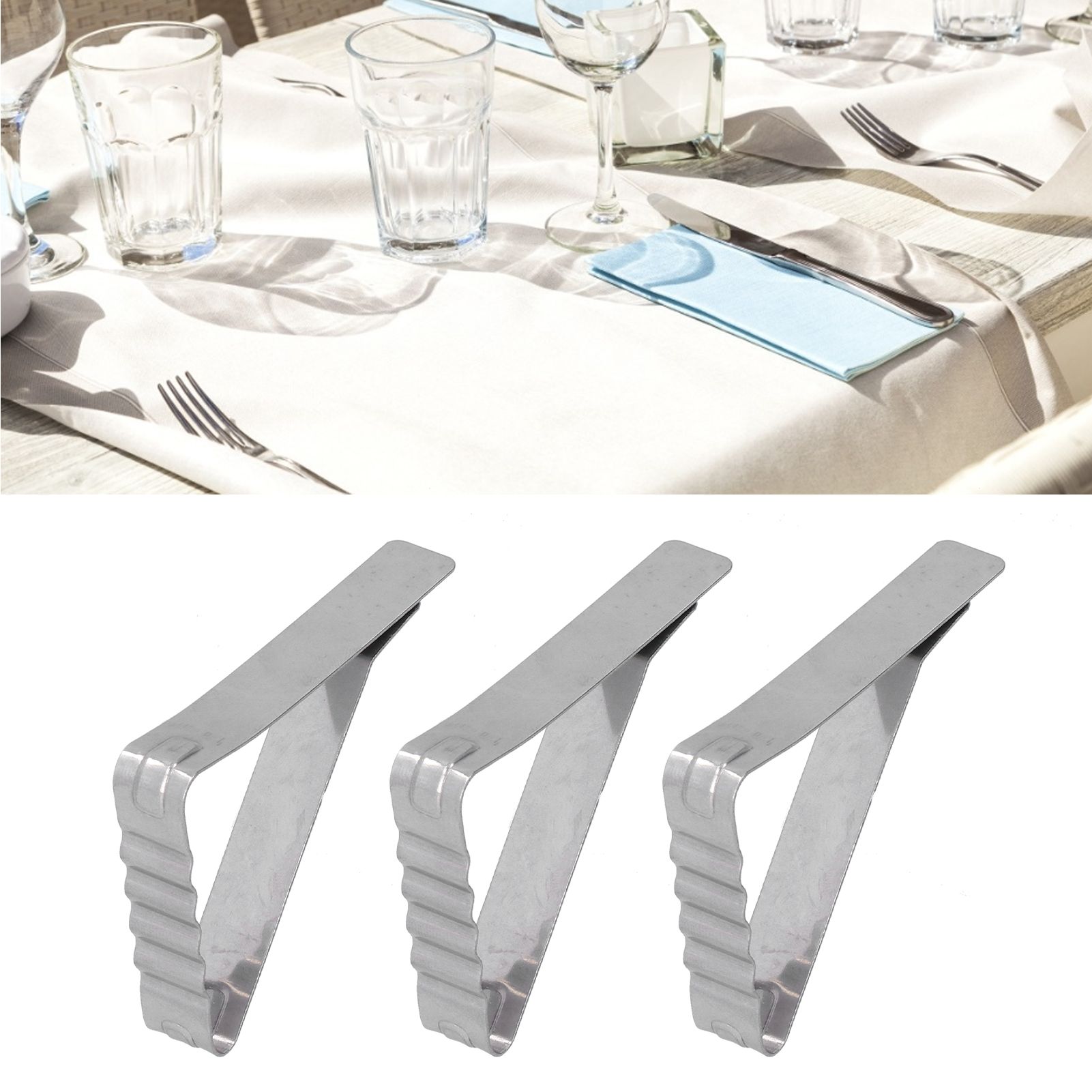 24pcs Table Cloth Holder Stainless Steel Stable Durable Table Cloth Clip for view 12
