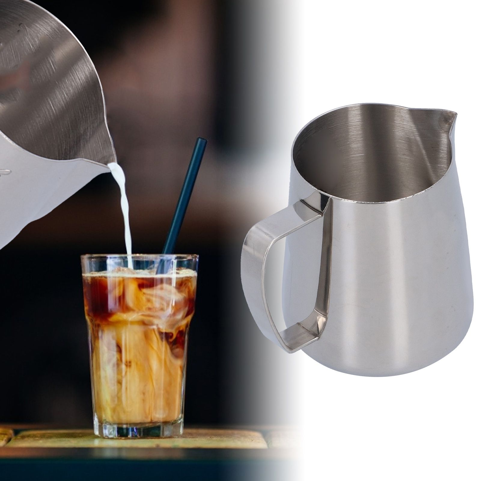 400ml Coffee Pitcher Cup 304 Stainless Steel Coffee Milk Frothing Cup for Home Bar view 11
