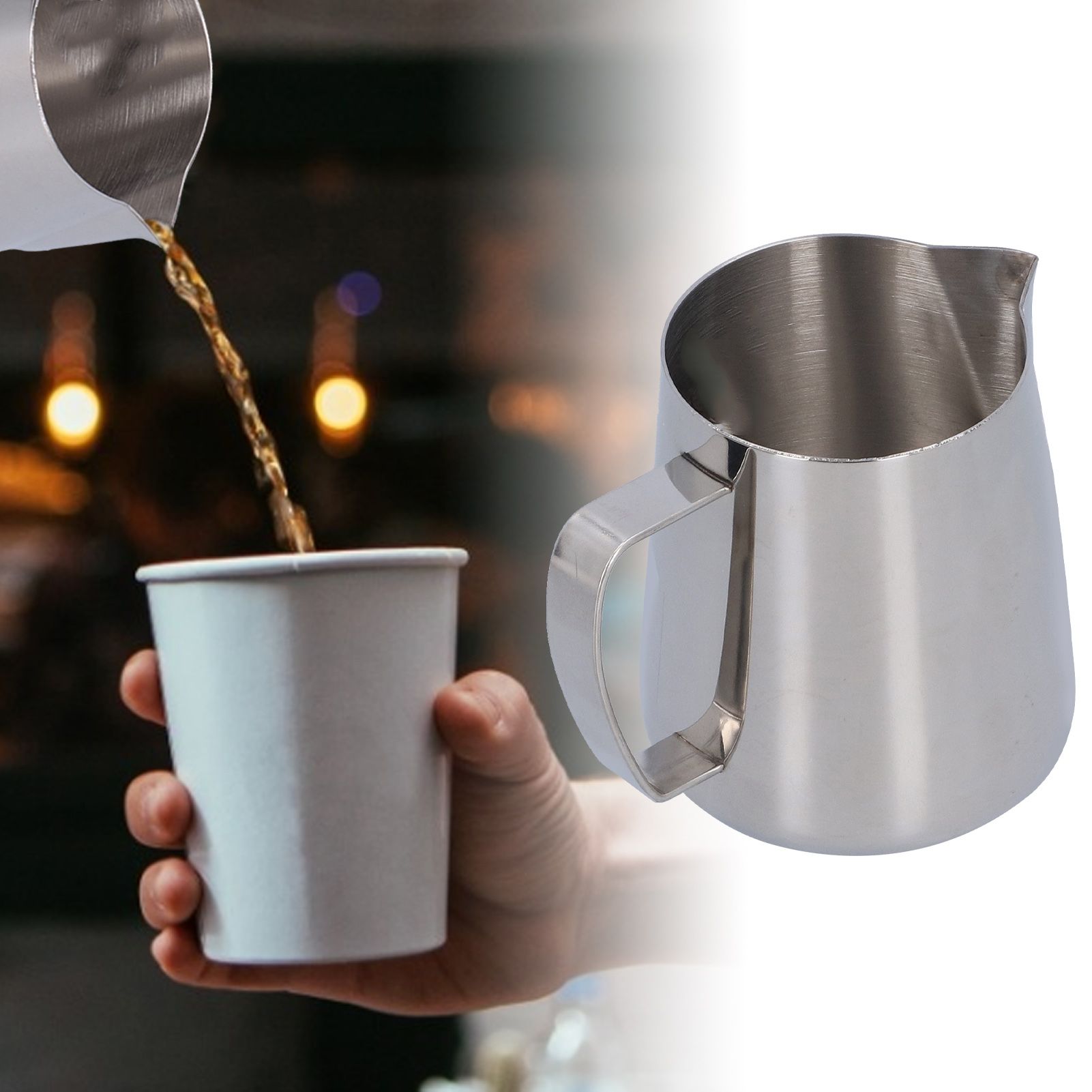 400ml Coffee Pitcher Cup 304 Stainless Steel Coffee Milk Frothing Cup for Home Bar view 12