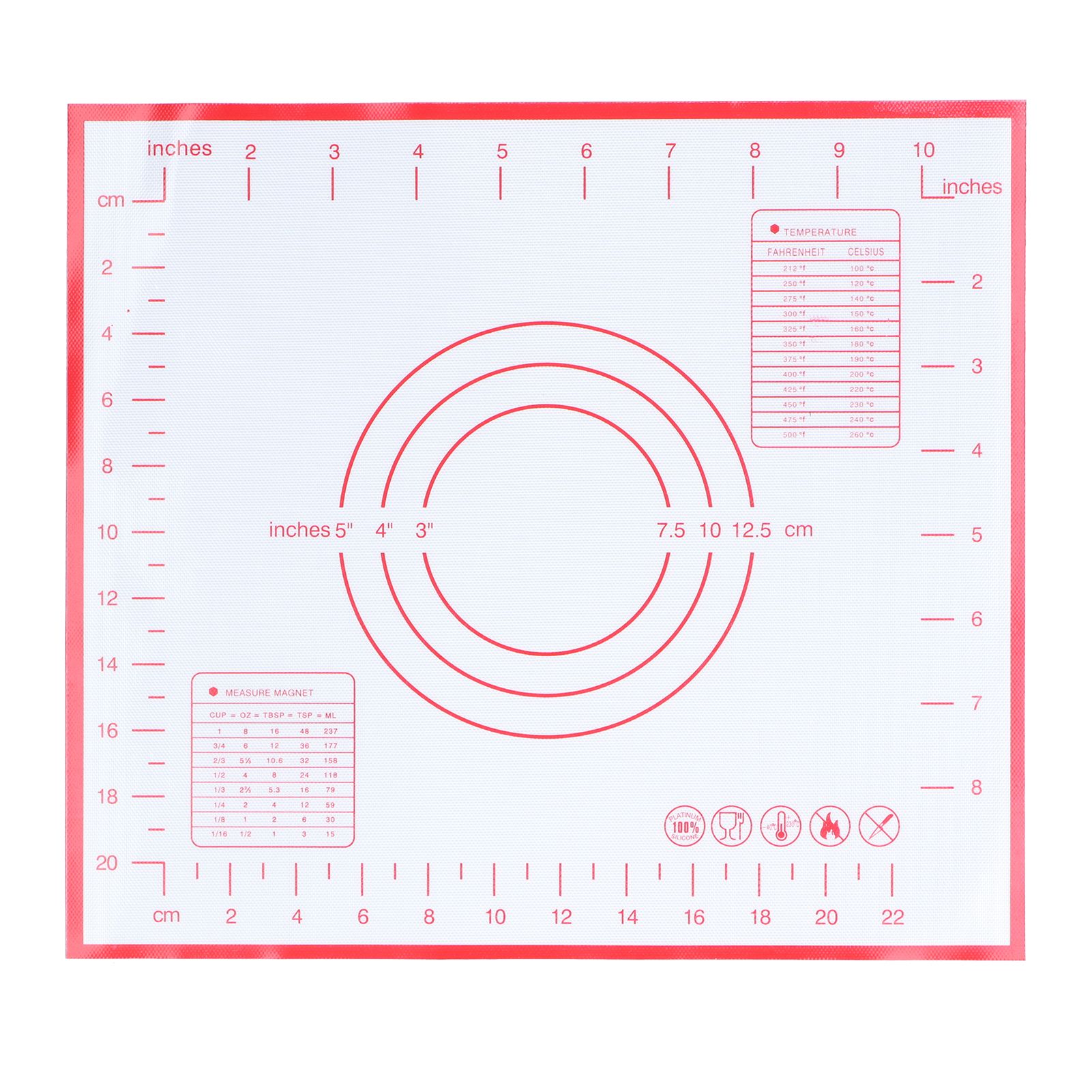 Baking Mat Silicone Non Slip Heat Resistant Dough Mat with Scale for Home