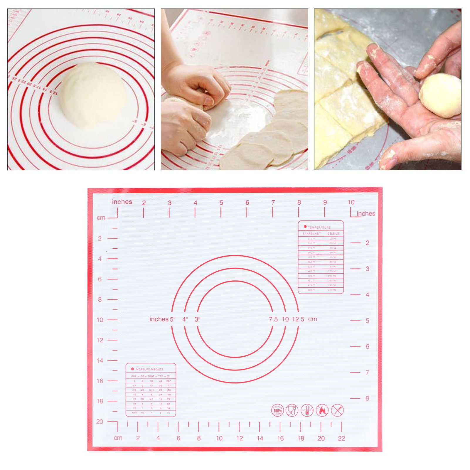 Baking Mat Silicone Non Slip Heat Resistant Dough Mat with Scale for Home view 11