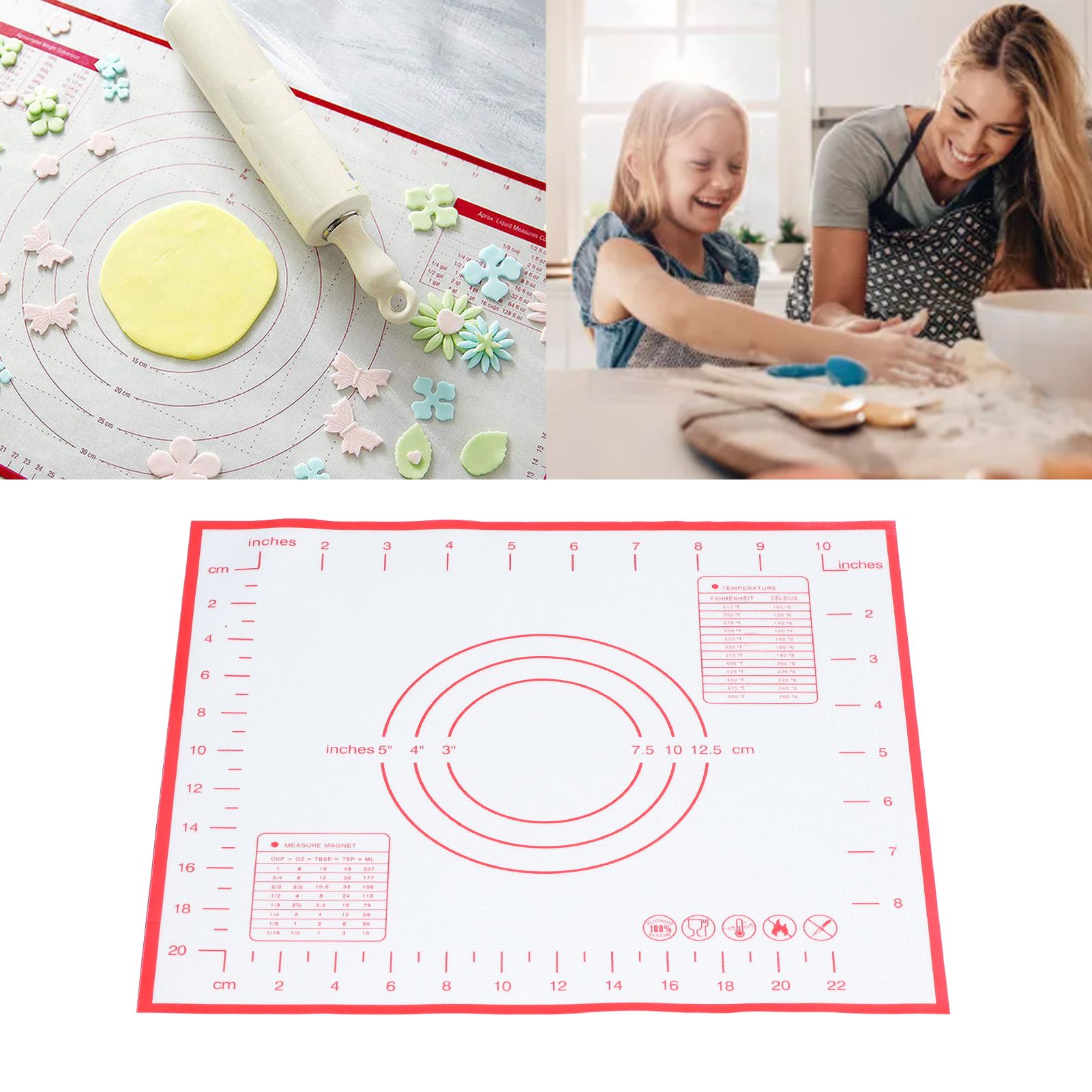 Baking Mat Silicone Non Slip Heat Resistant Dough Mat with Scale for Home view 12