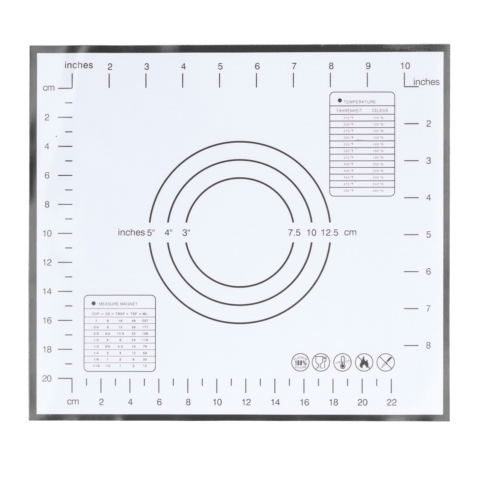 Baking Mat Silicone Non Slip Heat Resistant Dough Mat with Scale for Home