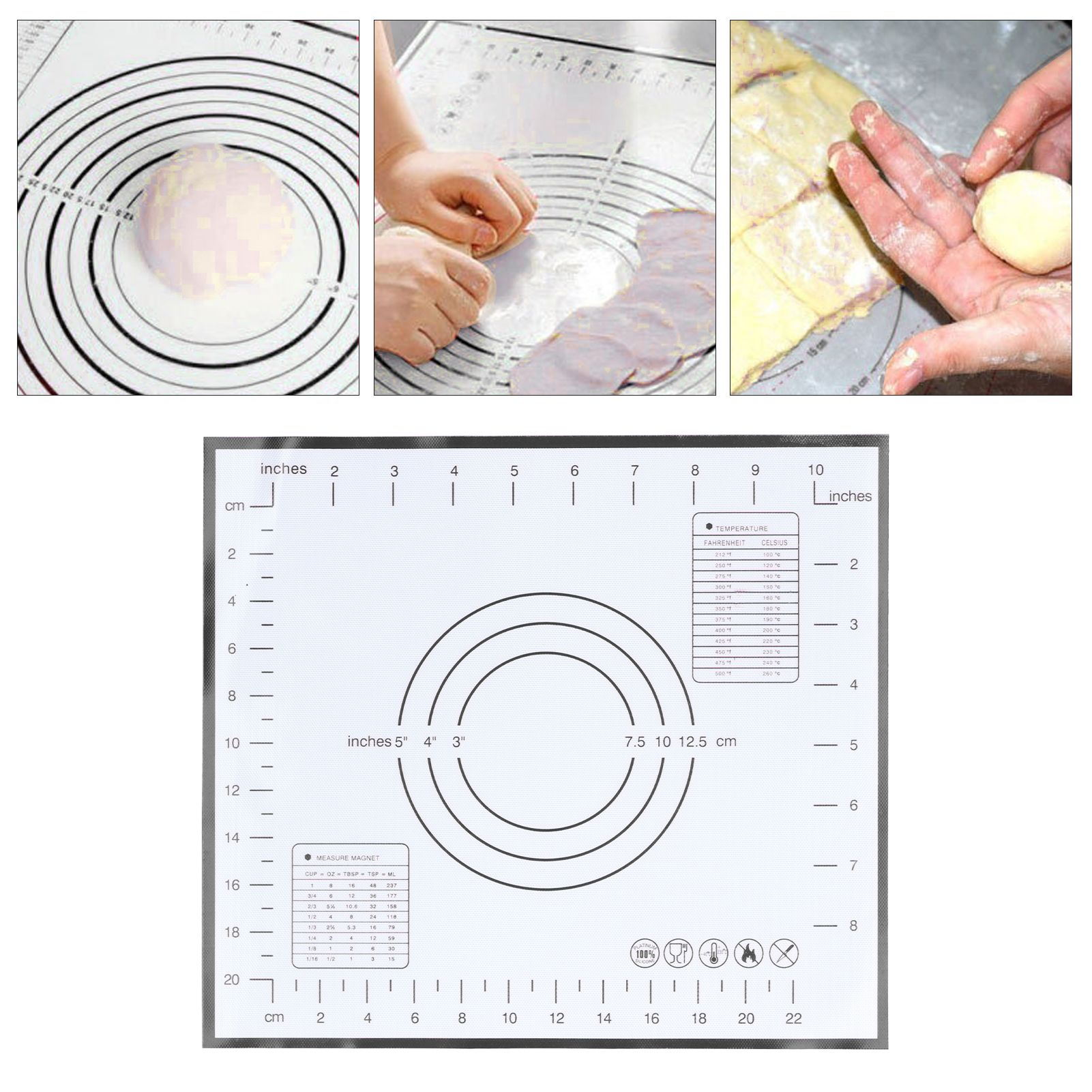 Baking Mat Silicone Non Slip Heat Resistant Dough Mat with Scale for Home view 11