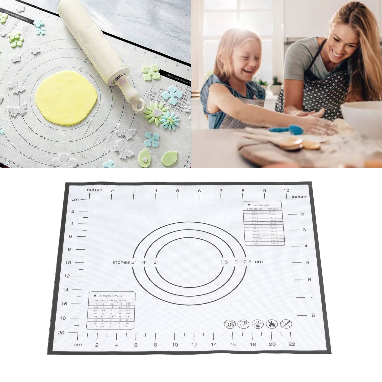 Baking Mat Silicone Non Slip Heat Resistant Dough Mat with Scale for Home view 12